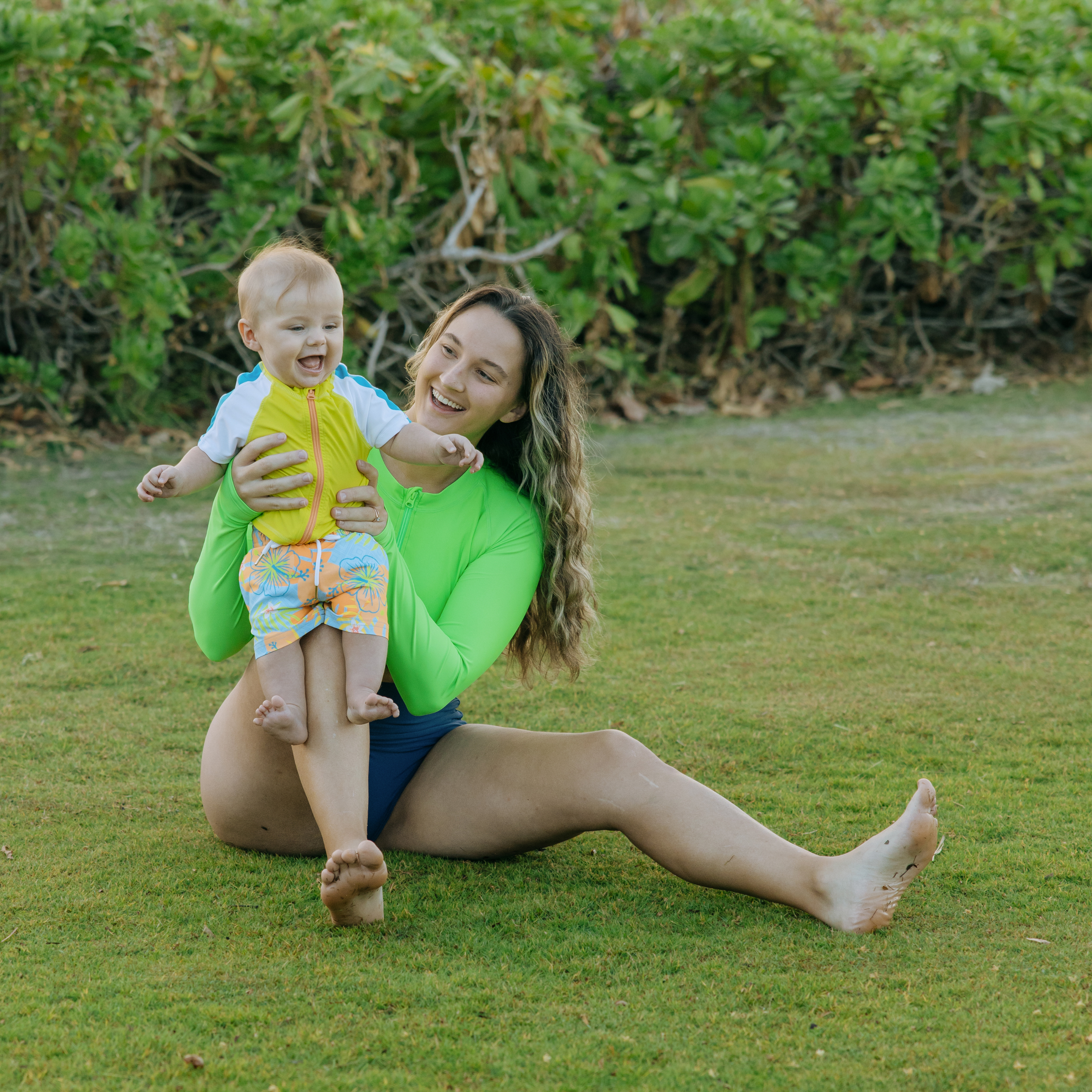 Boys Short Sleeve Zipper Rash Guard and Swim Trunk Set | "Groovy"-SwimZip UPF 50+ Sun Protective Swimwear & UV Zipper Rash Guards-pos5