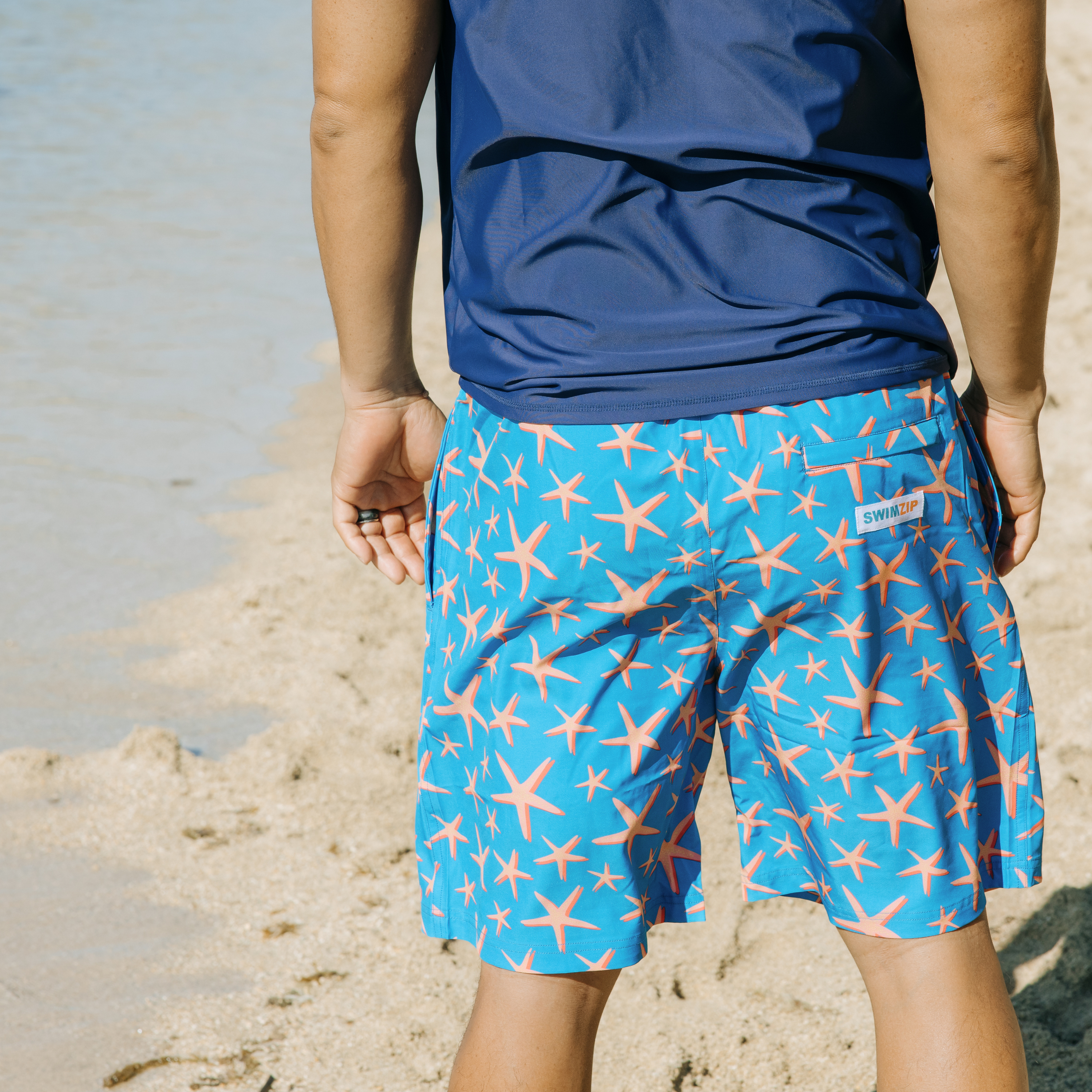 Men's 8" Swim Trunks Boxer Brief Liner | "Starfish"-SwimZip UPF 50+ Sun Protective Swimwear & UV Zipper Rash Guards-pos8