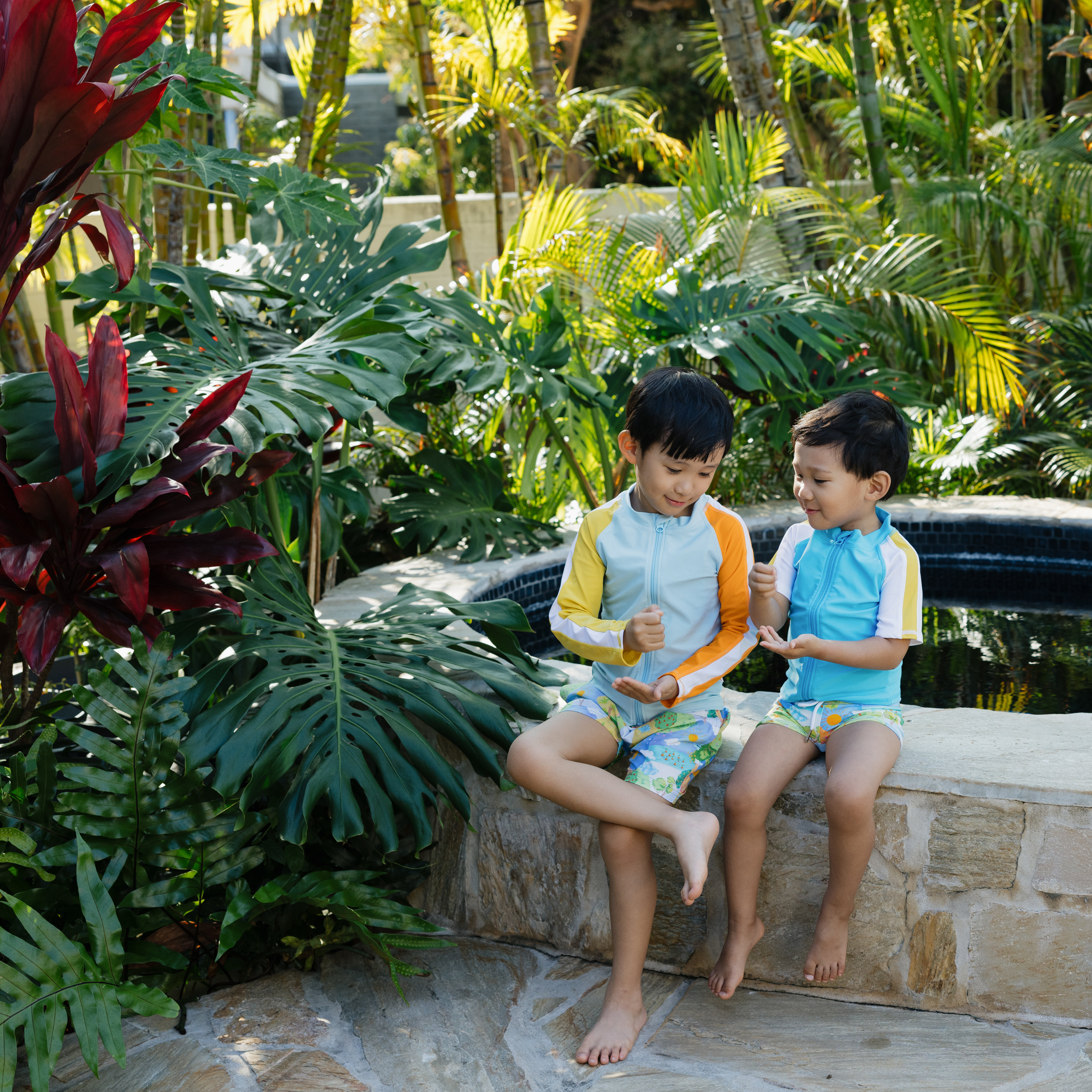 Kids Euro Swim Shorties | "Sunshine"-SwimZip UPF 50+ Sun Protective Swimwear & UV Zipper Rash Guards-pos7
