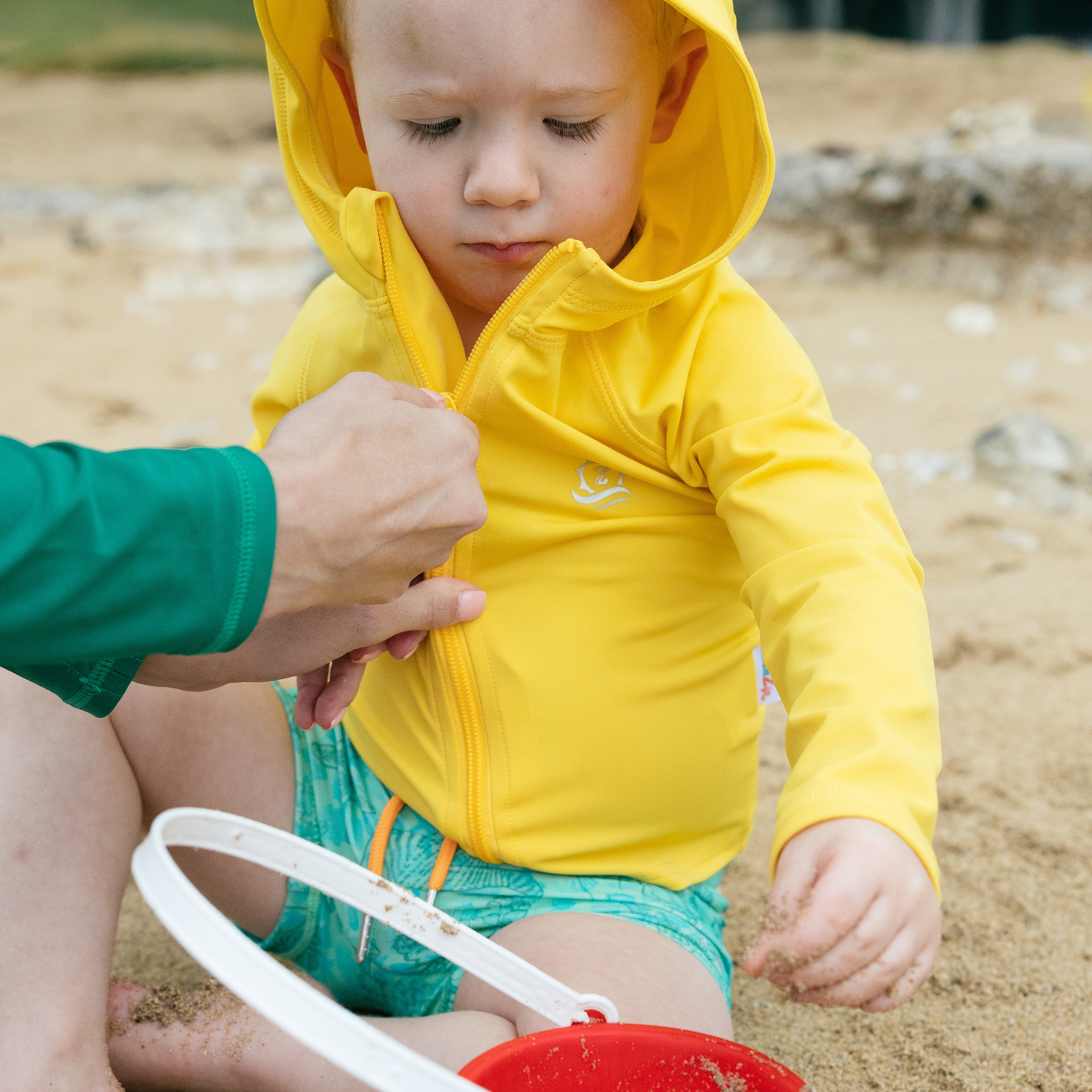 Kids Hooded Long Sleeve Zipper Rash Guard Swim Shirt | "Yellow"-SwimZip UPF 50+ Sun Protective Swimwear & UV Zipper Rash Guards-pos7