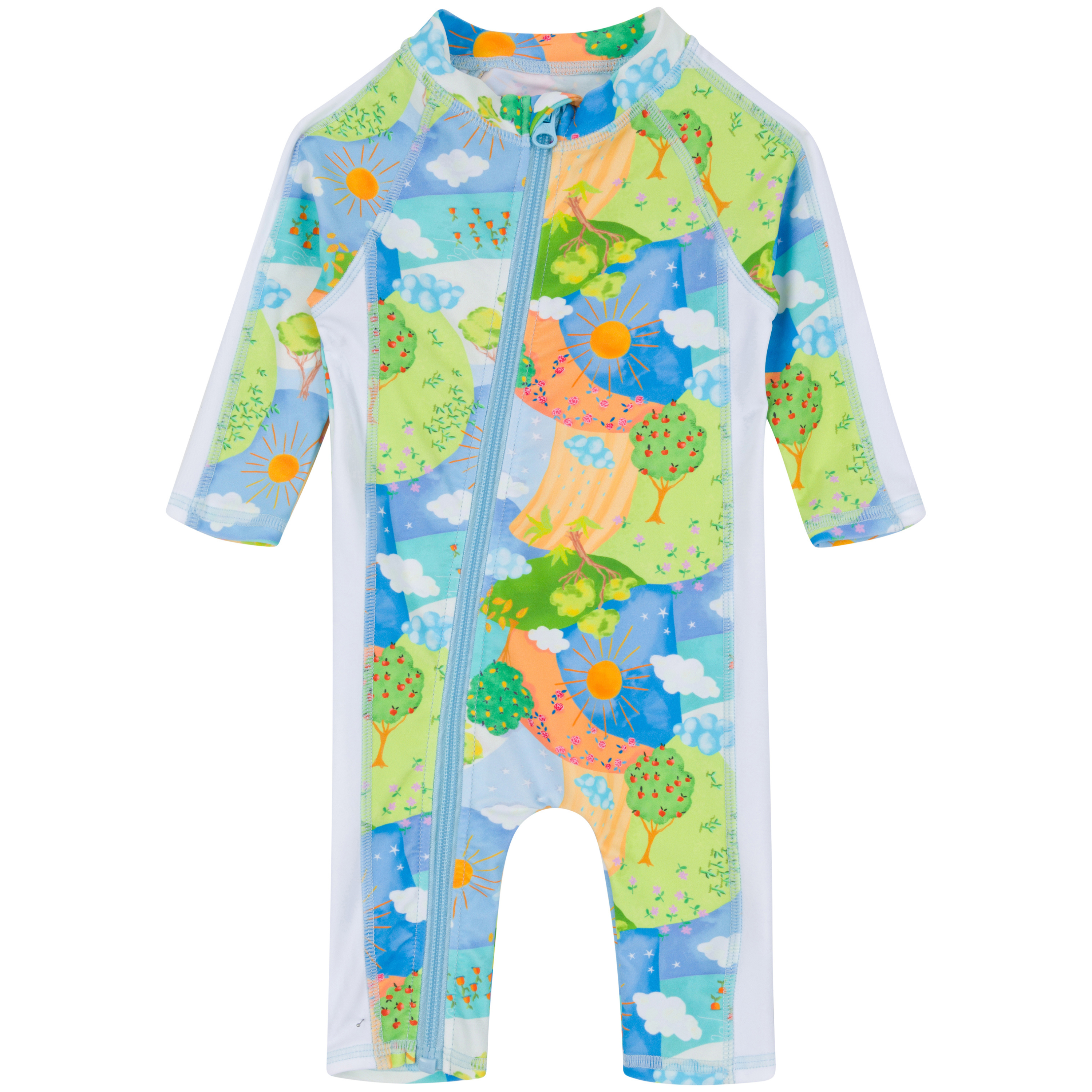 Sunsuit - Long Sleeve Romper Swimsuit | "Sunshine"-0-6 Month-Sunshine-SwimZip UPF 50+ Sun Protective Swimwear & UV Zipper Rash Guards-pos1