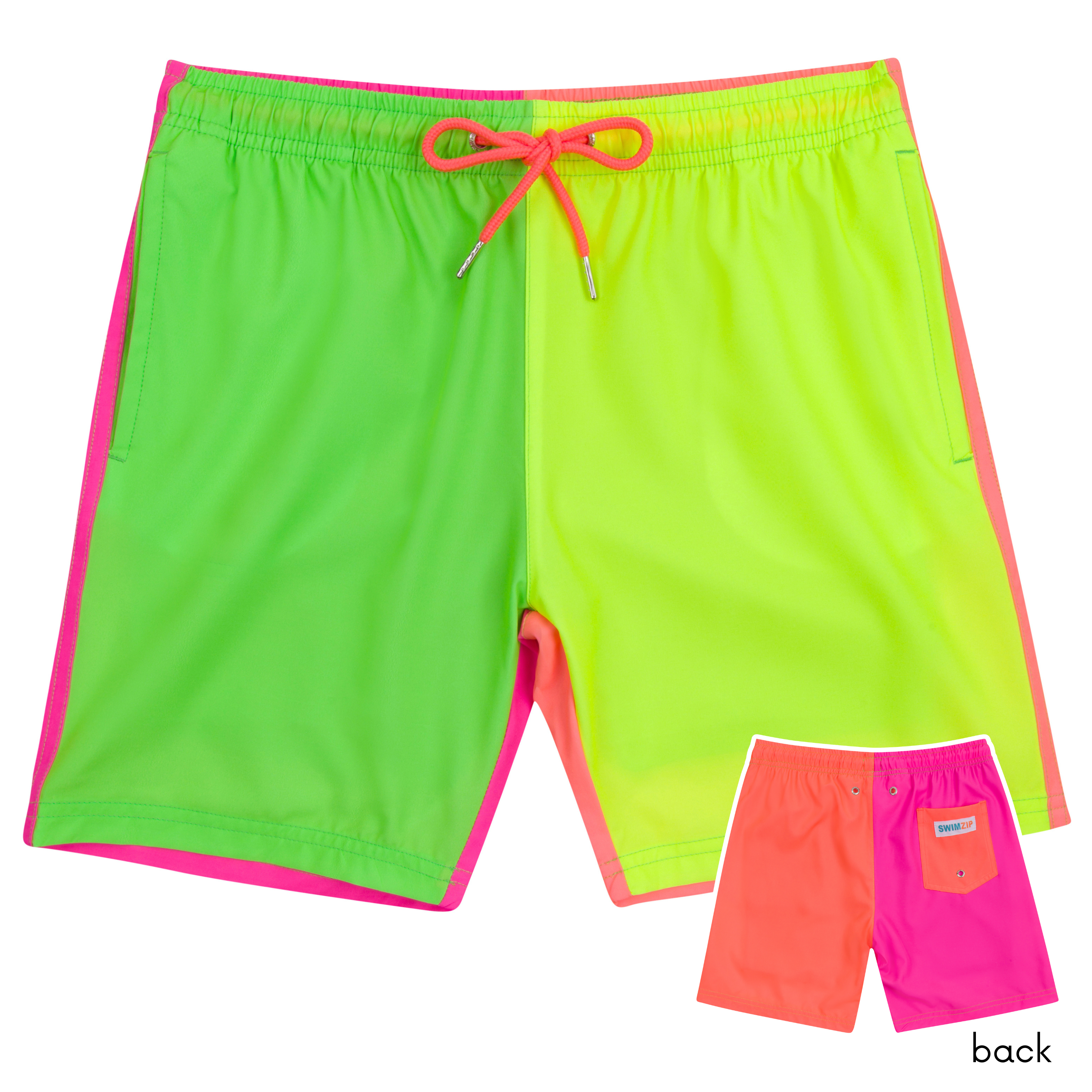 Boys Swim Trunks Boxer Brief Liner (sizes 6-14) | “Neon Sunrise"-SwimZip UPF 50+ Sun Protective Swimwear & UV Zipper Rash Guards-pos1