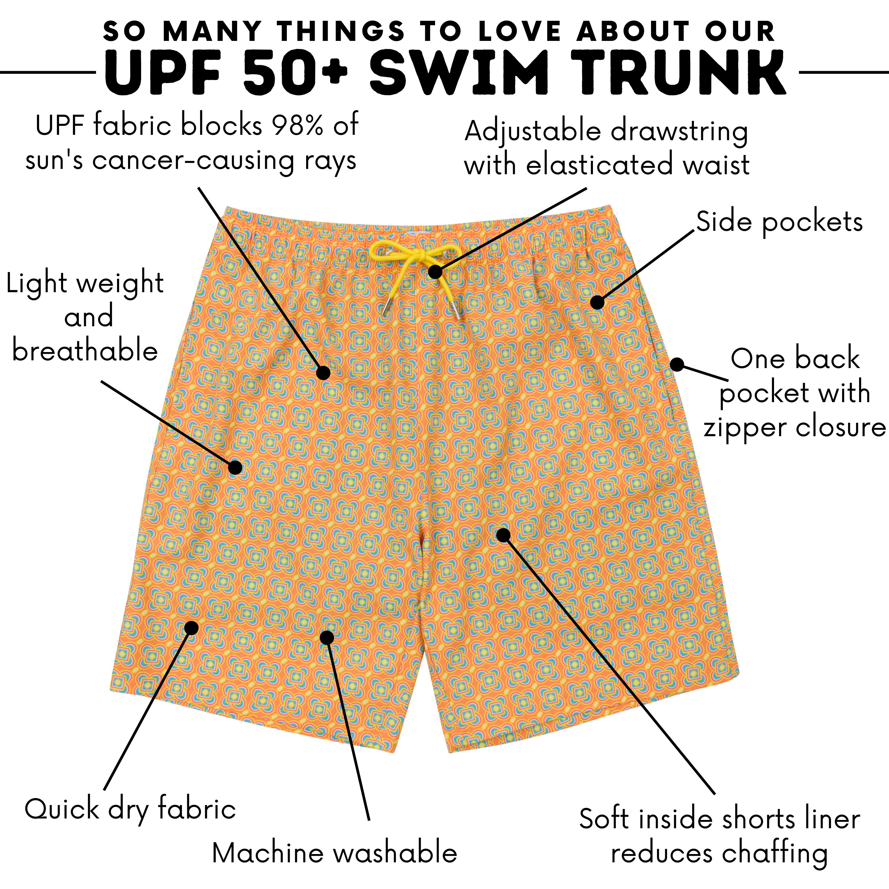 Men's 8" Swim Trunks Boxer Brief Liner | "Kaleidoscope"-SwimZip UPF 50+ Sun Protective Swimwear & UV Zipper Rash Guards-pos5