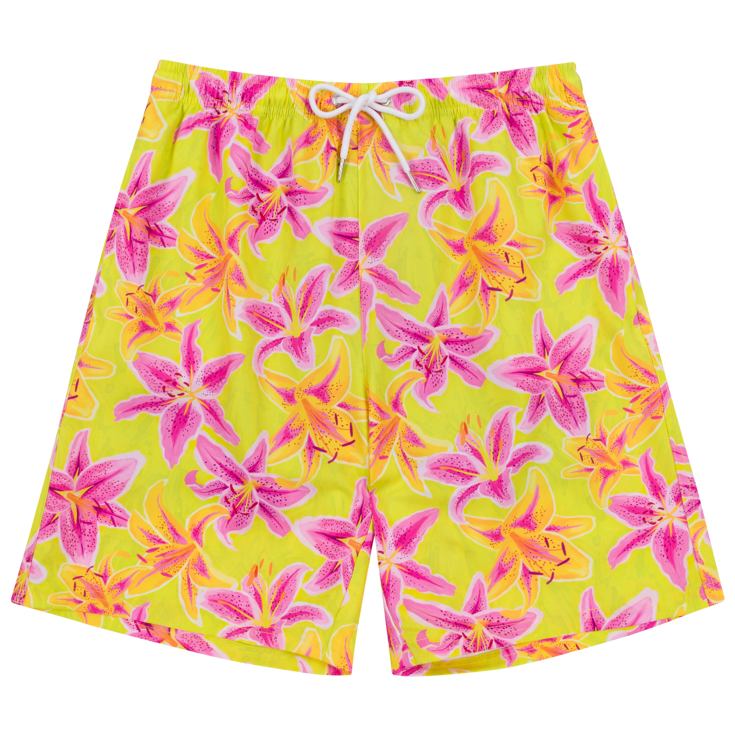 Men's 8" Swim Trunks Boxer Brief Liner | "Floral Takeover"-S-Floral Takeover-SwimZip UPF 50+ Sun Protective Swimwear & UV Zipper Rash Guards-pos1
