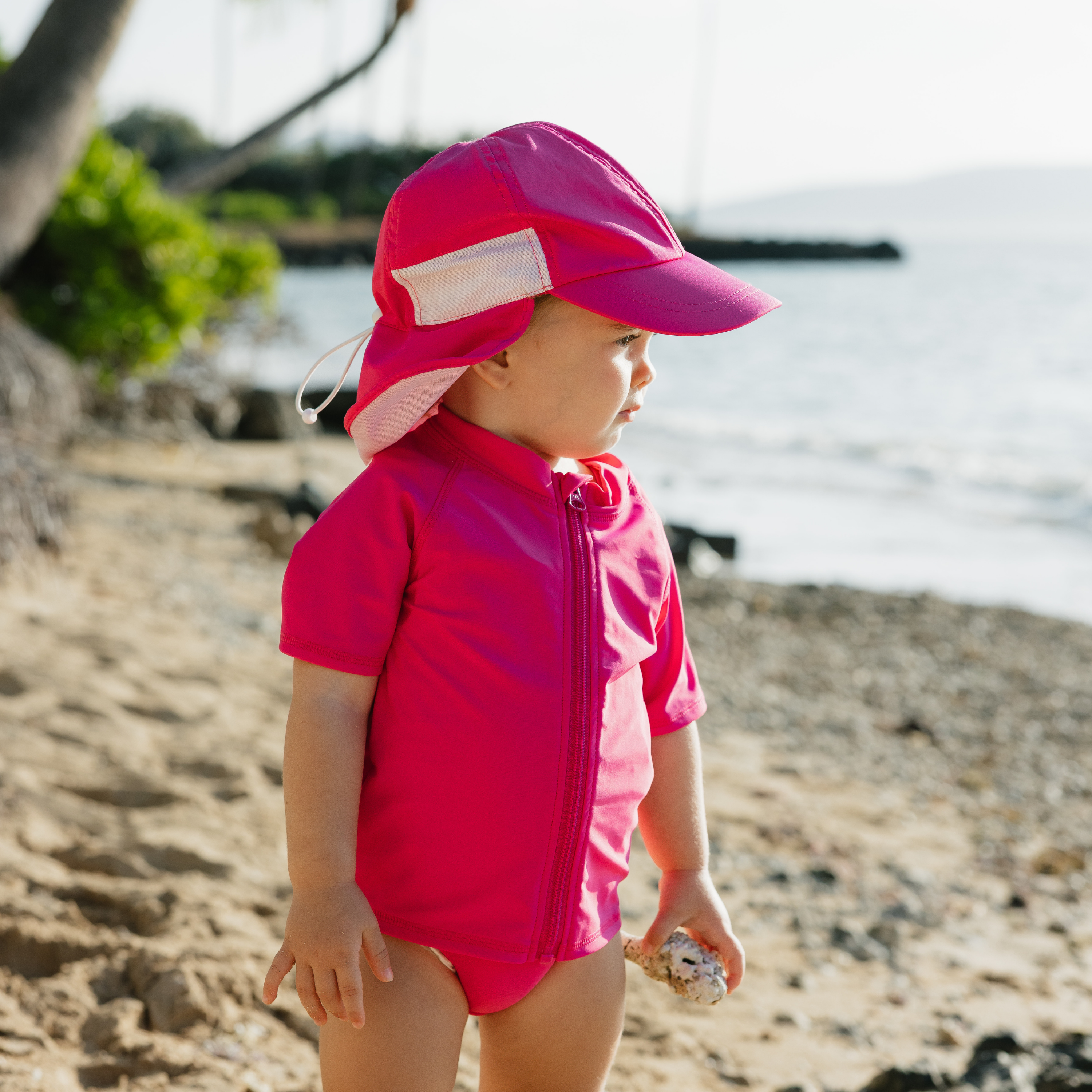 Kids Flap Hat | Manic Magenta-SwimZip UPF 50+ Sun Protective Swimwear & UV Zipper Rash Guards-pos3