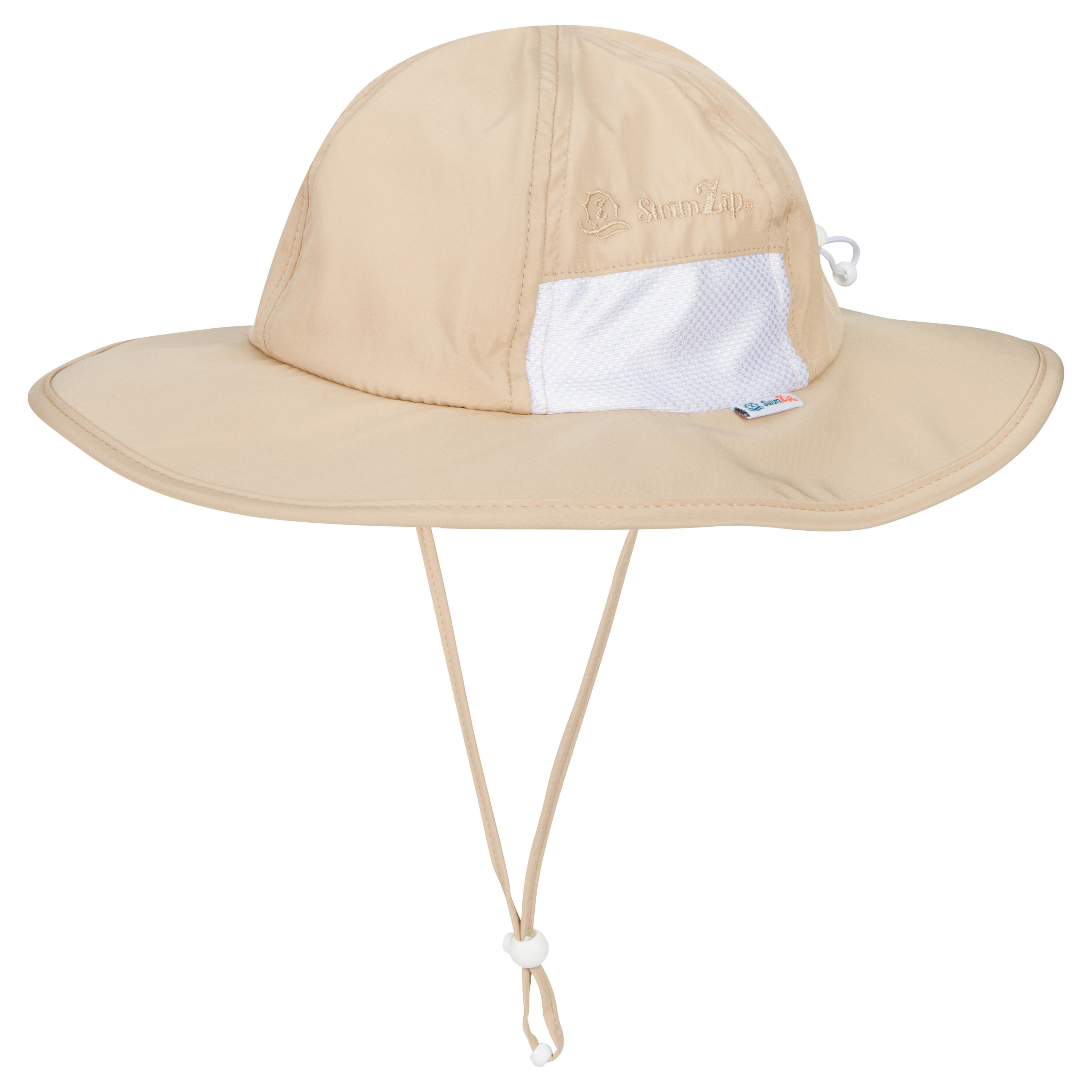 Kids Wide Brim Sun Hat "Fun Sun Day Play Hat" - Beige-SwimZip UPF 50+ Sun Protective Swimwear & UV Zipper Rash Guards-pos1
