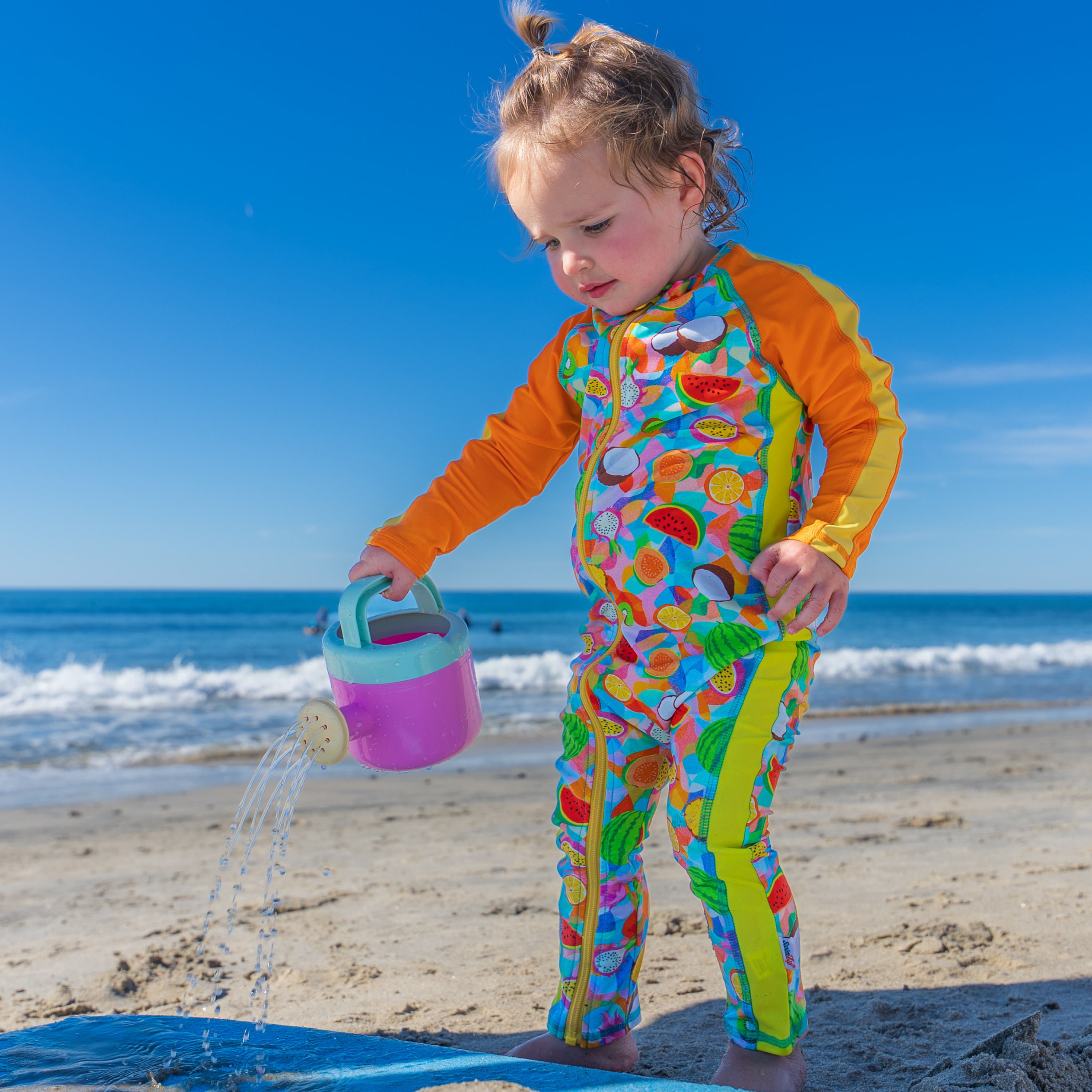 Sunsuit - Long Sleeve Romper Swimsuit | "Fruit Salad"-SwimZip UPF 50+ Sun Protective Swimwear & UV Zipper Rash Guards-pos2