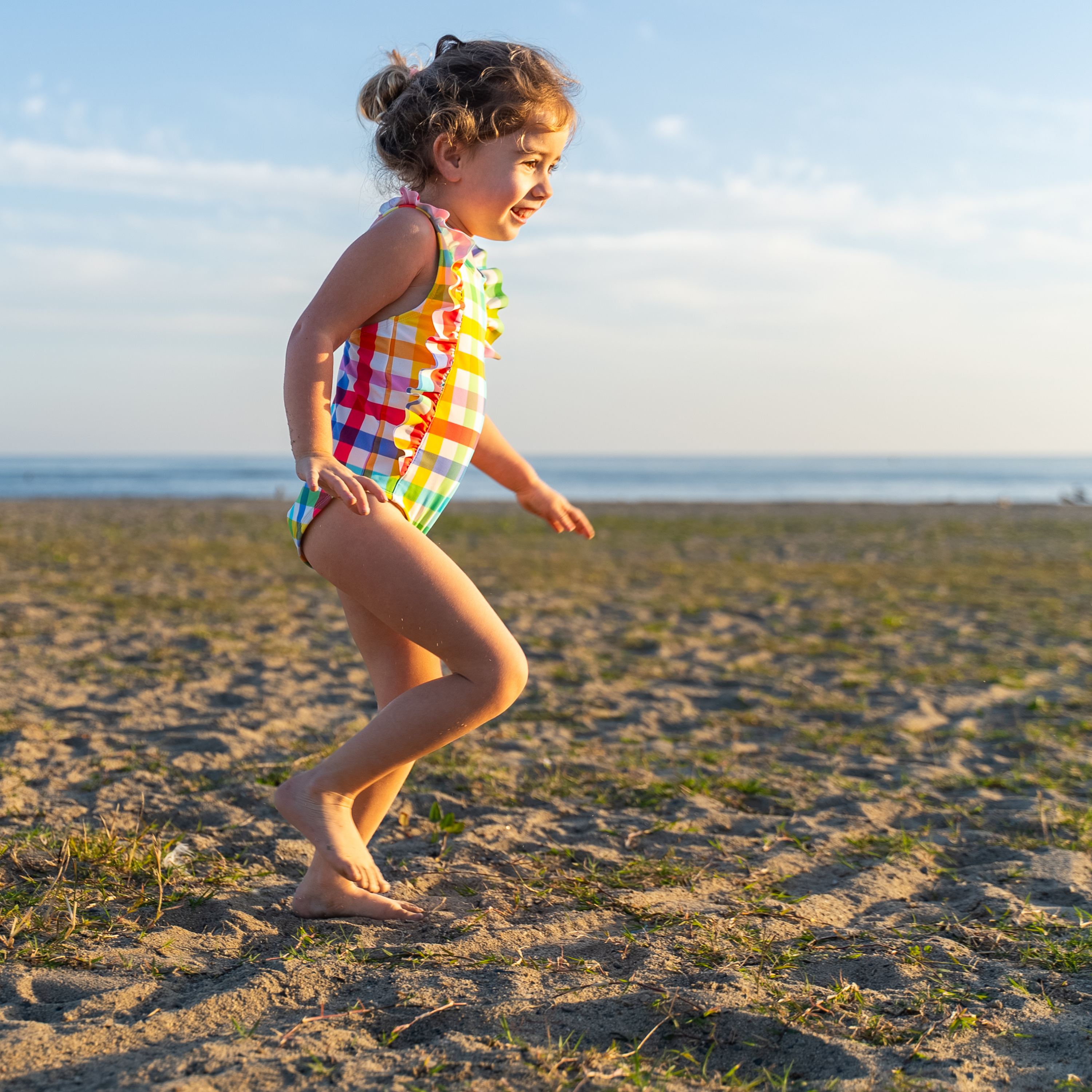 Girls Ruffle One-Piece Swimsuit | "Picnic Party"-SwimZip UPF 50+ Sun Protective Swimwear & UV Zipper Rash Guards-pos6