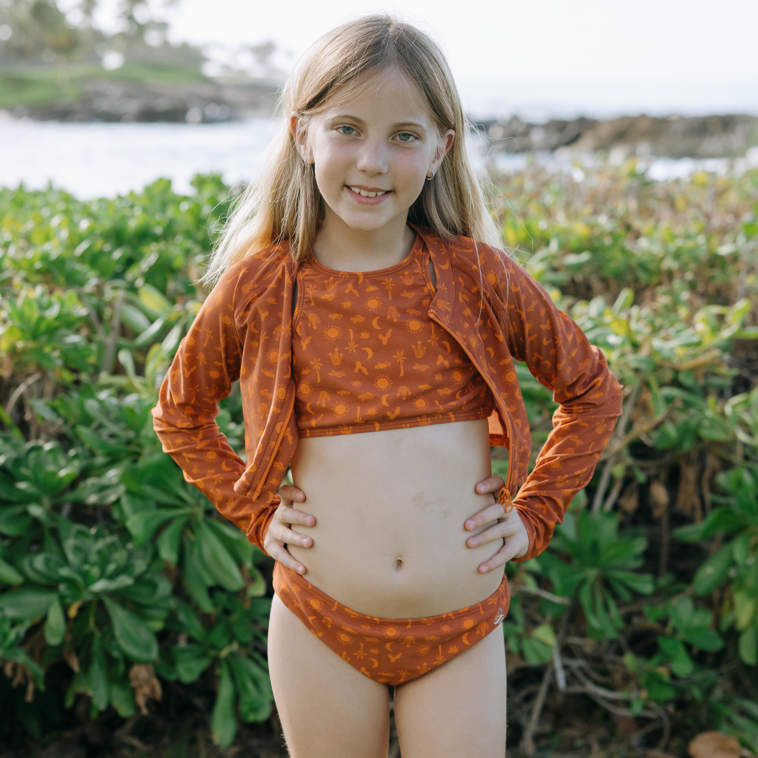 Girls Halter Top Bikini Set (2 Piece) | "Desert"-SwimZip UPF 50+ Sun Protective Swimwear & UV Zipper Rash Guards-pos7