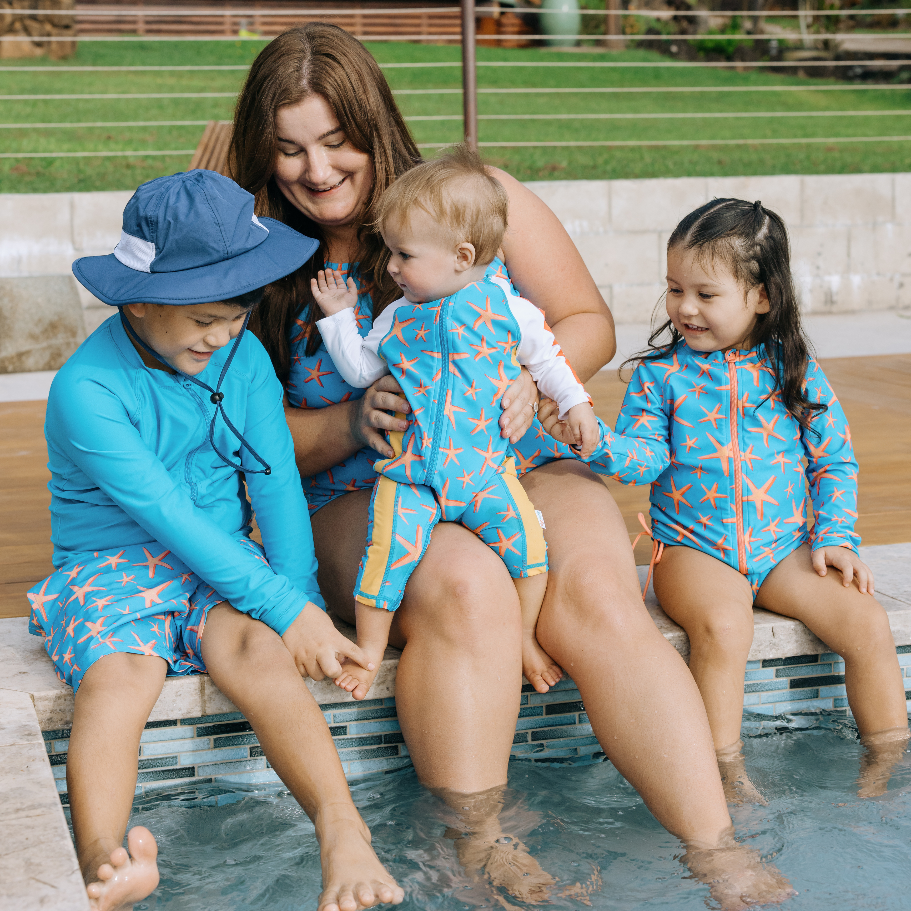 Girls One-Piece Swimsuit + Long Sleeve Rash Guard Set (2 Piece) | "Starfish"-SwimZip UPF 50+ Sun Protective Swimwear & UV Zipper Rash Guards-pos8