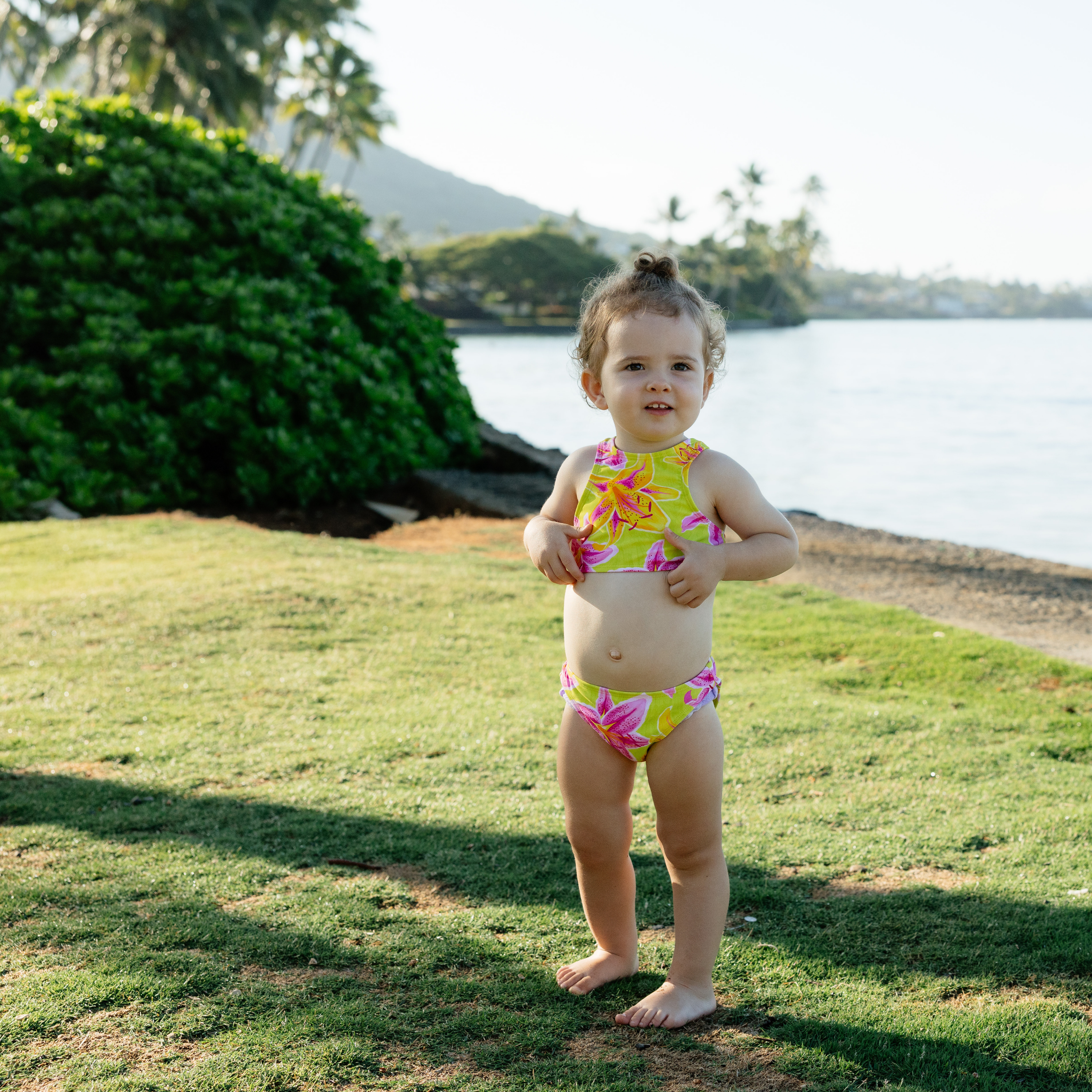 Girls Halter Top Bikini Set (2 Piece) | "Floral Takeover"-SwimZip UPF 50+ Sun Protective Swimwear & UV Zipper Rash Guards-pos2