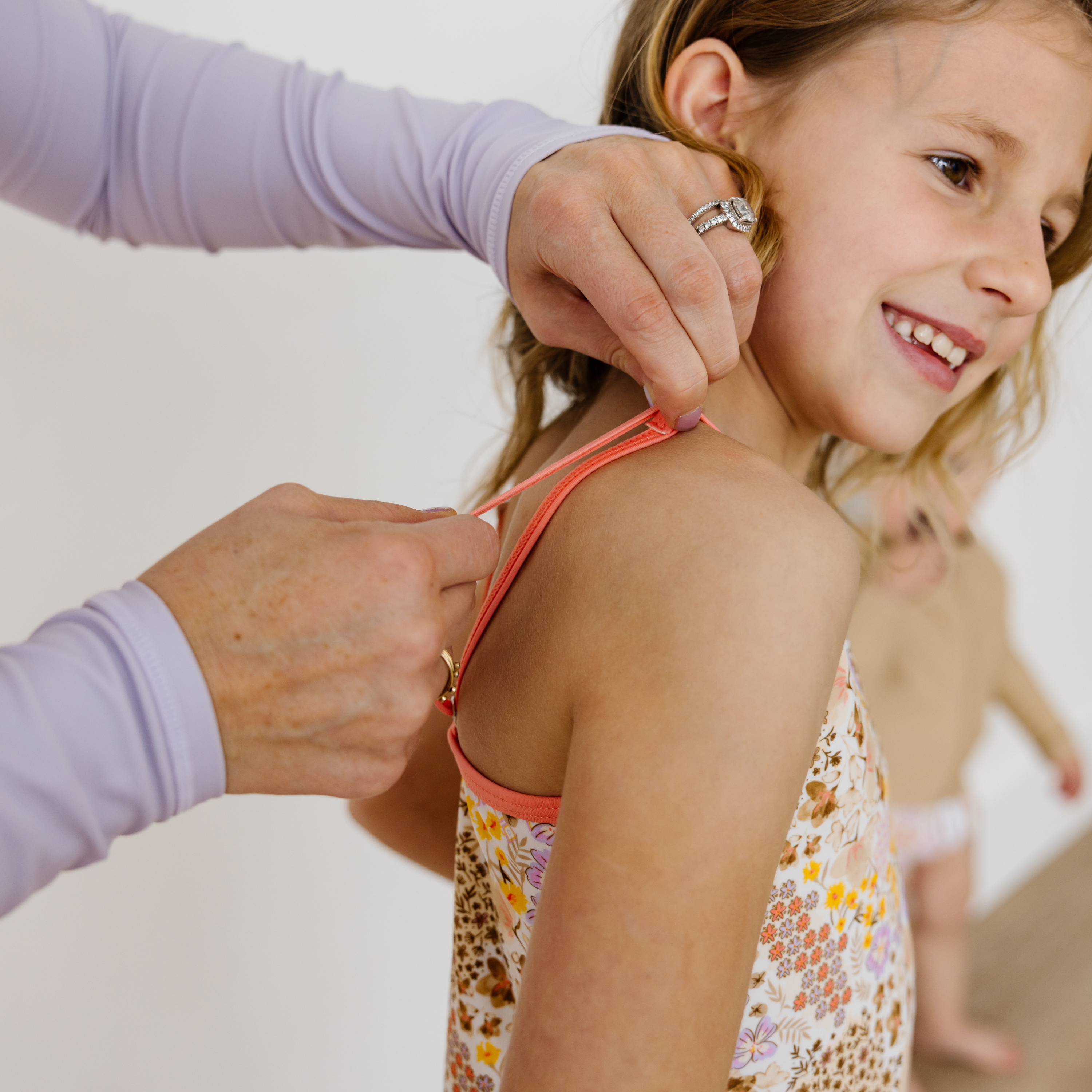 Girls Short Sleeve Rash Guard + Tankini Bikini Set (3 Piece) | "Meadows”-SwimZip UPF 50+ Sun Protective Swimwear & UV Zipper Rash Guards-pos5