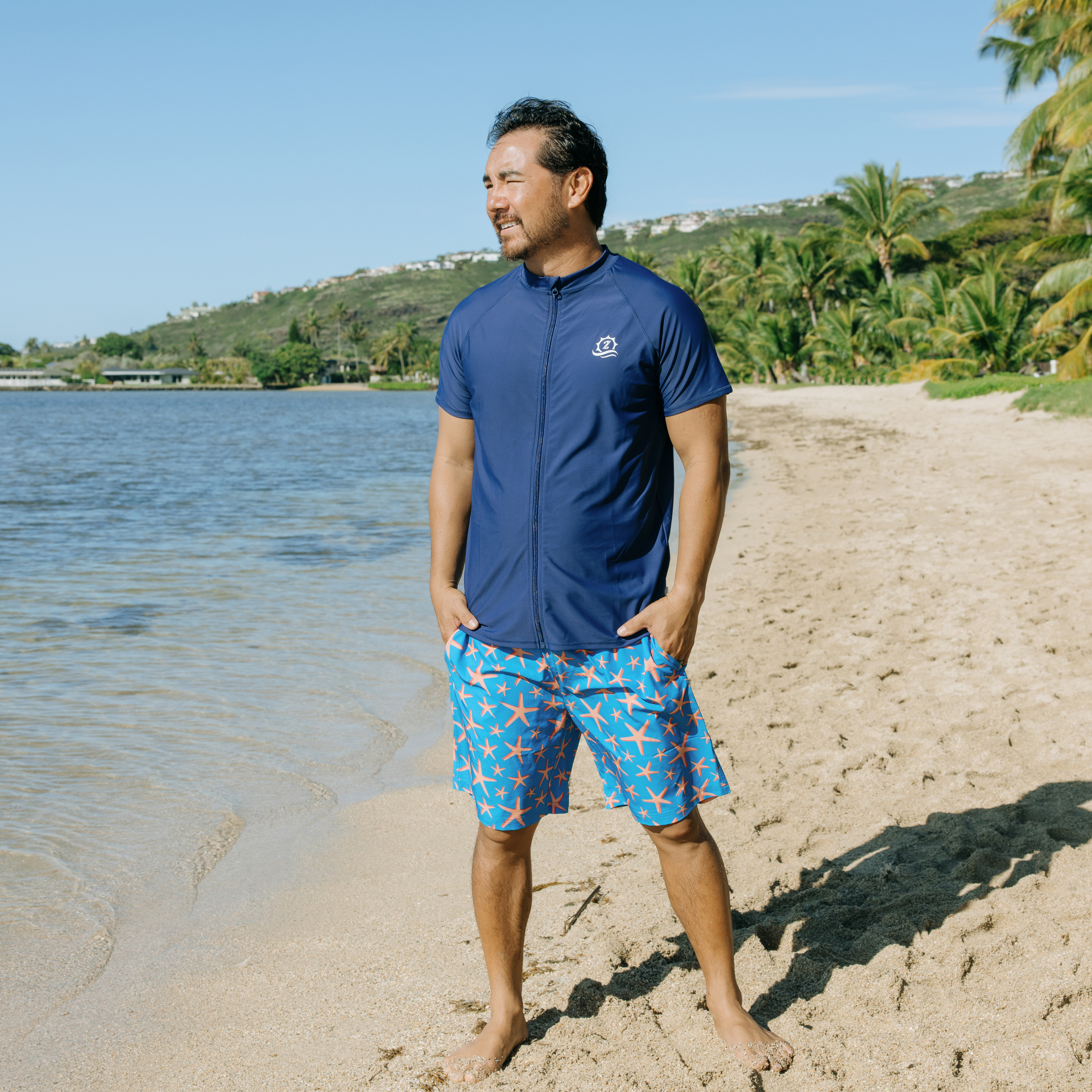 Men's 8" Swim Trunks Boxer Brief Liner | "Starfish"-SwimZip UPF 50+ Sun Protective Swimwear & UV Zipper Rash Guards-pos9