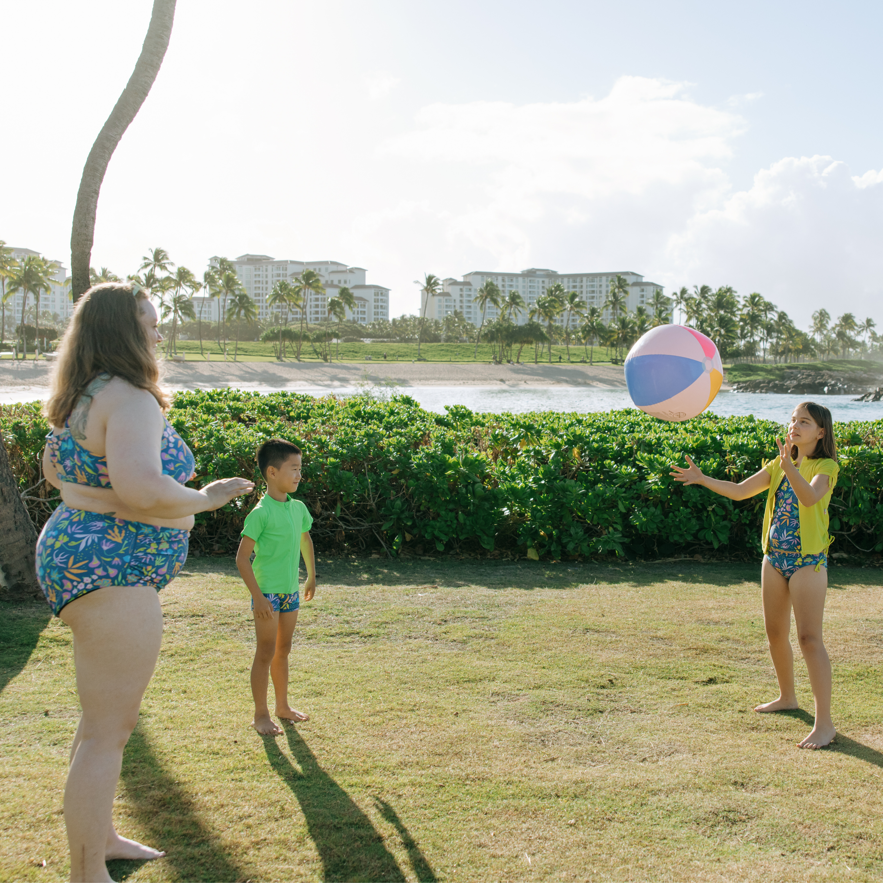 Women's High Waist Bikini Bottoms Ruched | "Tropadelic"-SwimZip UPF 50+ Sun Protective Swimwear & UV Zipper Rash Guards-pos6