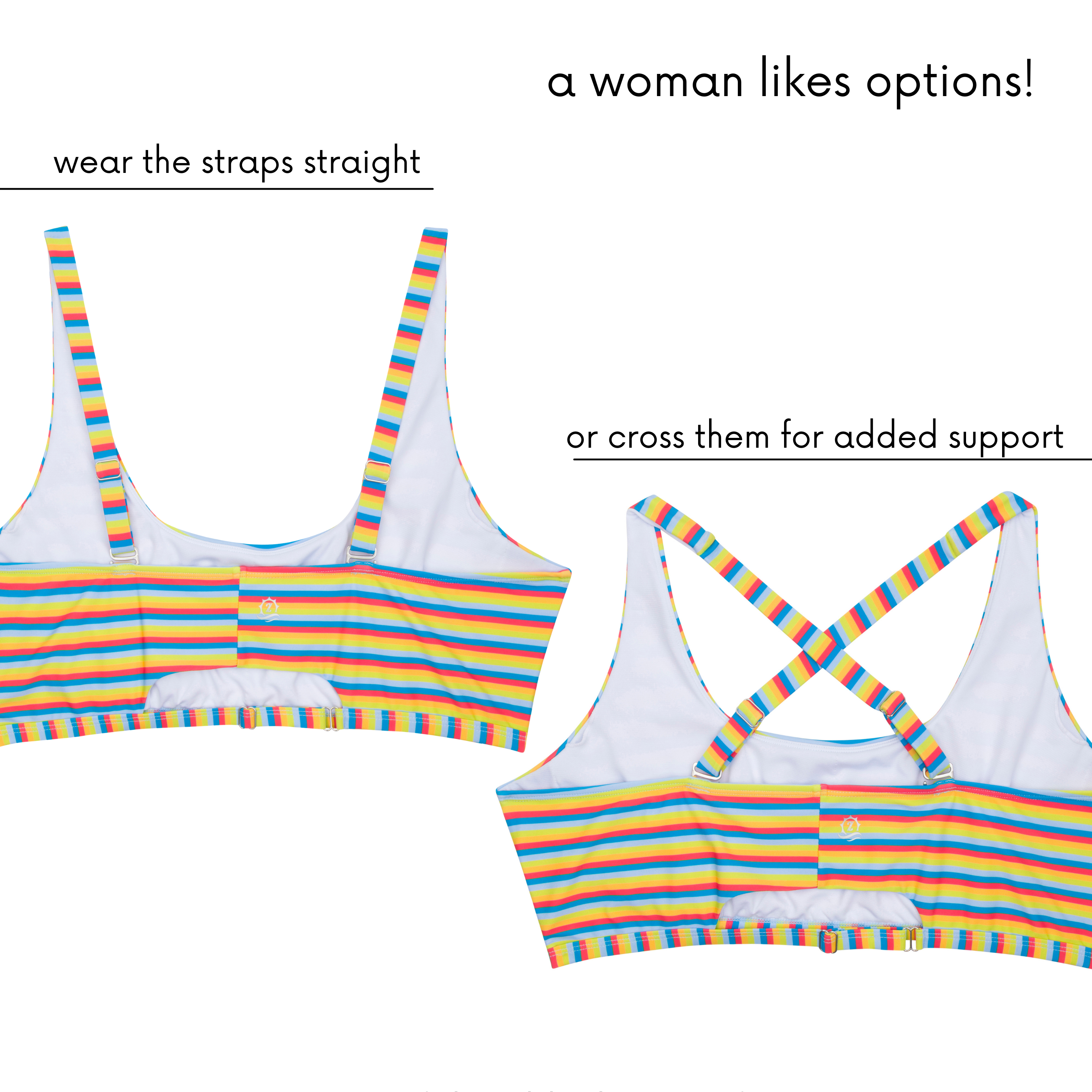 Women's Scoop Neck Bikini Top Plus Size | "Sunny Stripe"-SwimZip UPF 50+ Sun Protective Swimwear & UV Zipper Rash Guards-pos7