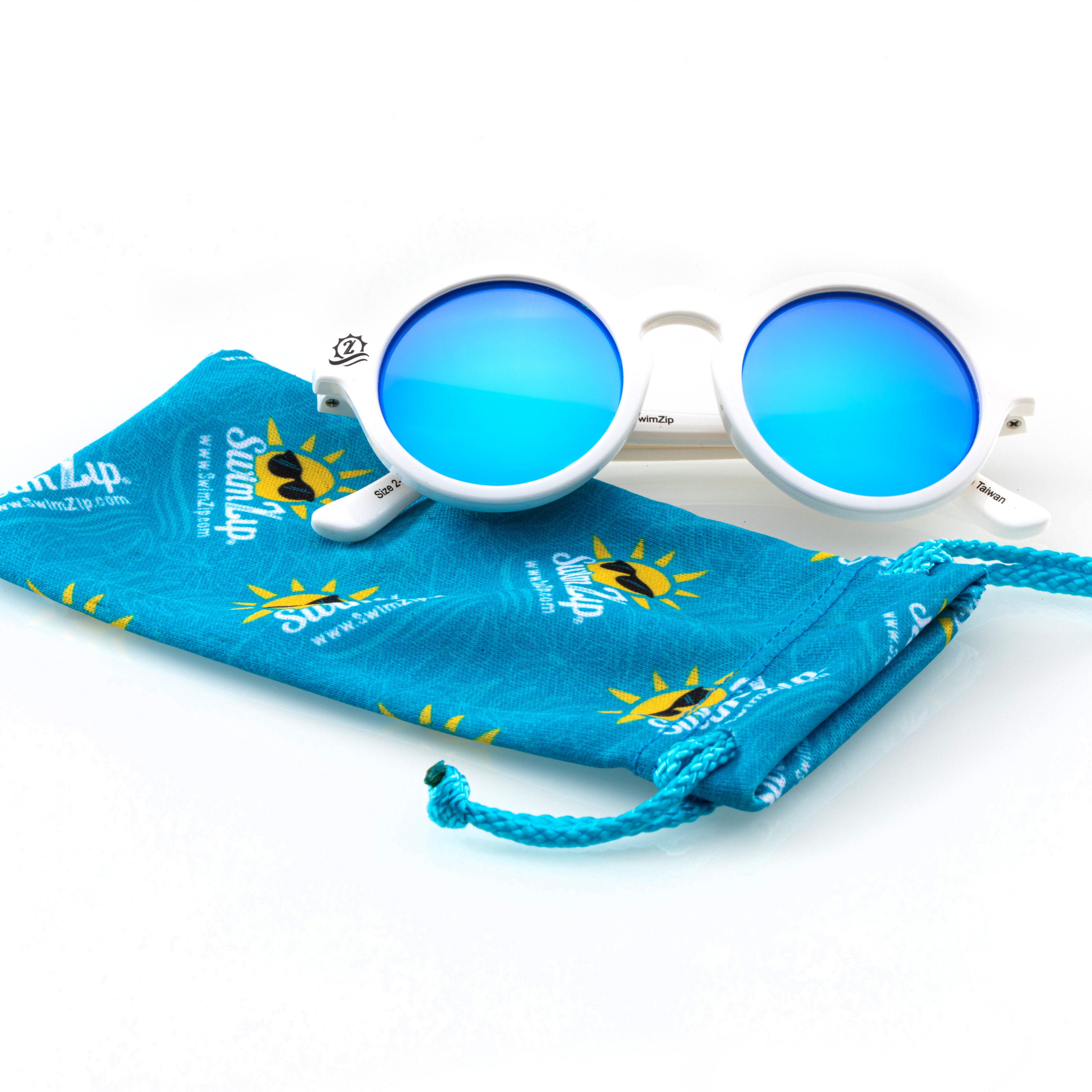 Kids Round Sunglasses - White-SwimZip UPF 50+ Sun Protective Swimwear & UV Zipper Rash Guards-pos4