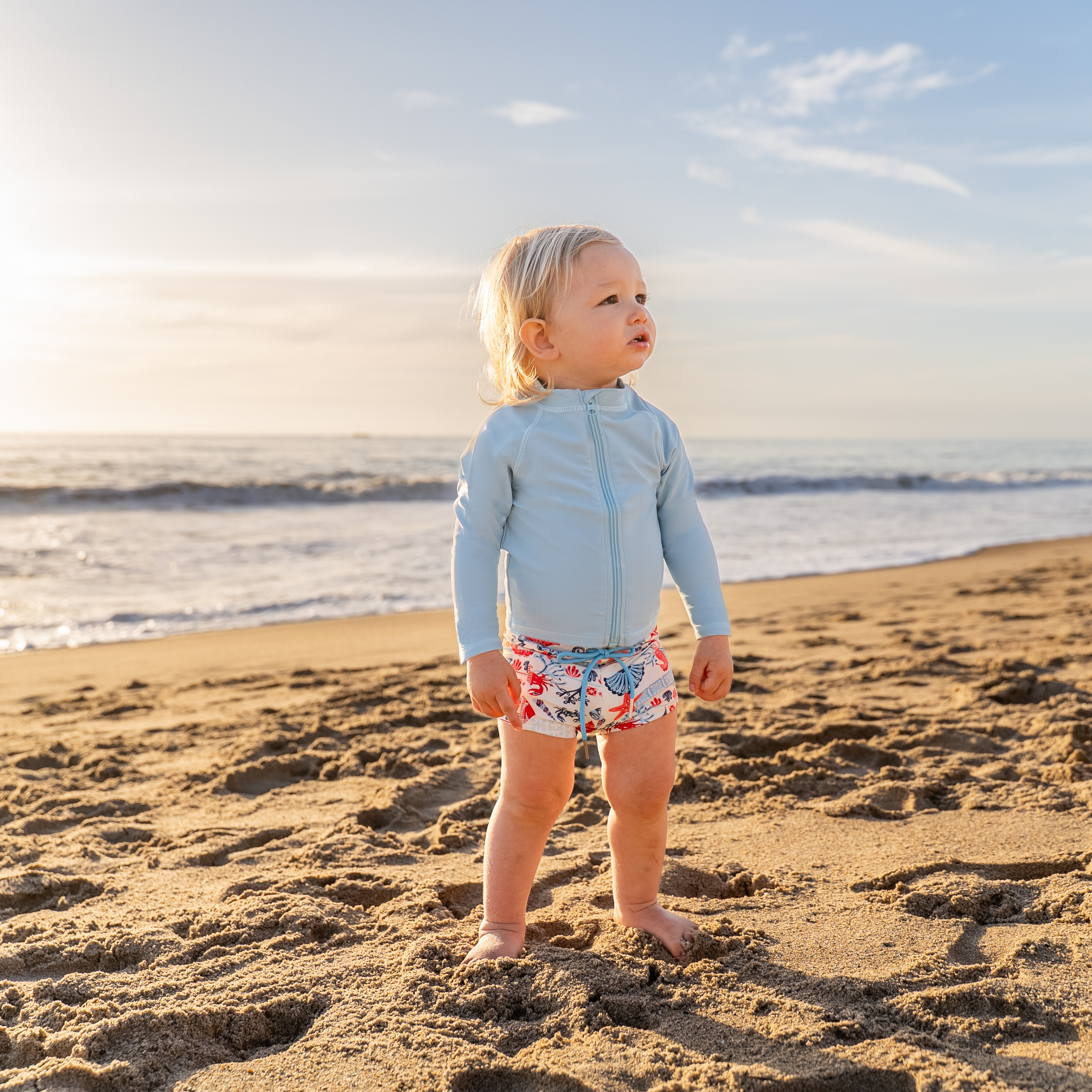 Kids Euro Swim Shorties | "Marina"-SwimZip UPF 50+ Sun Protective Swimwear & UV Zipper Rash Guards-pos2