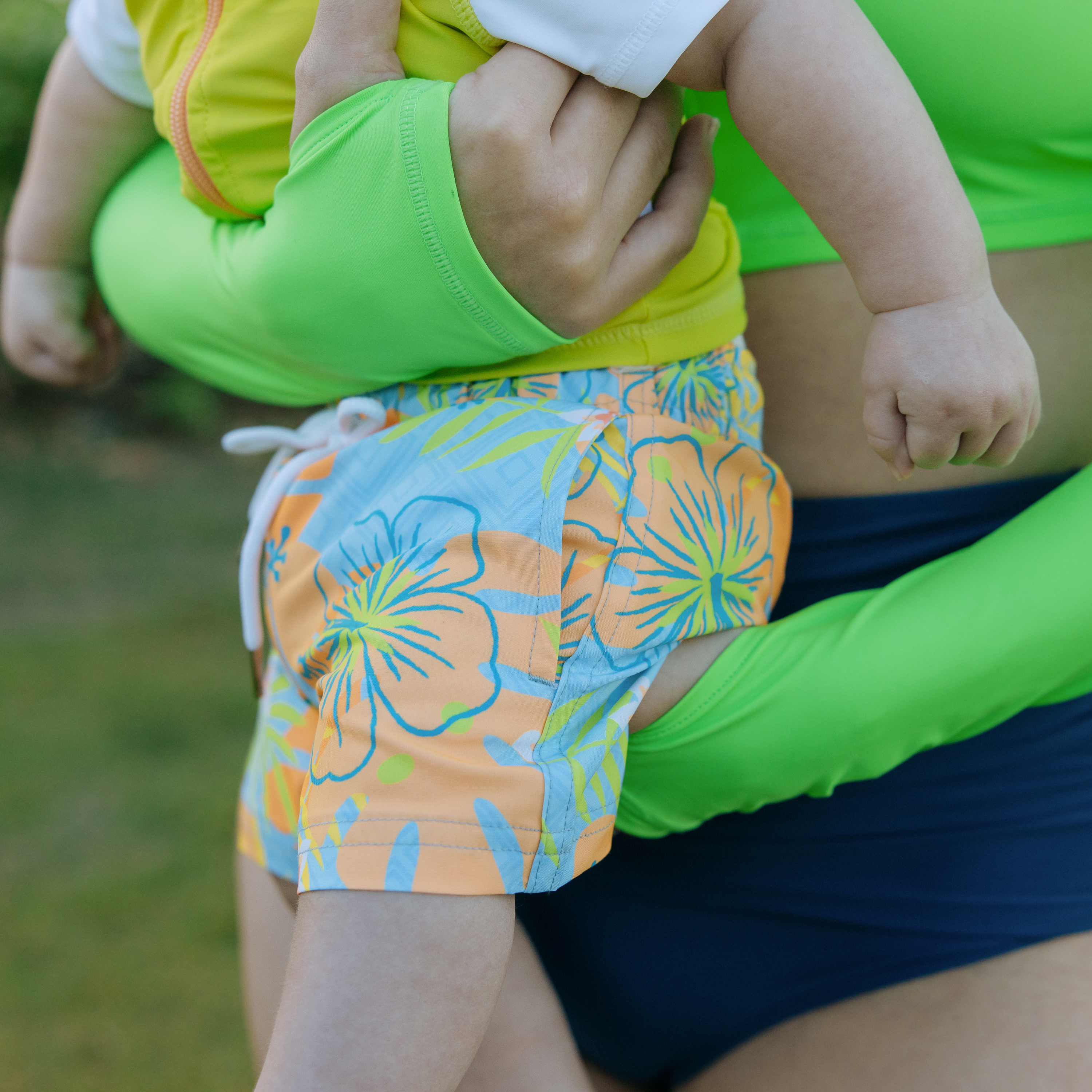 Boys Short Sleeve Zipper Rash Guard and Swim Trunk Set | "Groovy"-SwimZip UPF 50+ Sun Protective Swimwear & UV Zipper Rash Guards-pos7