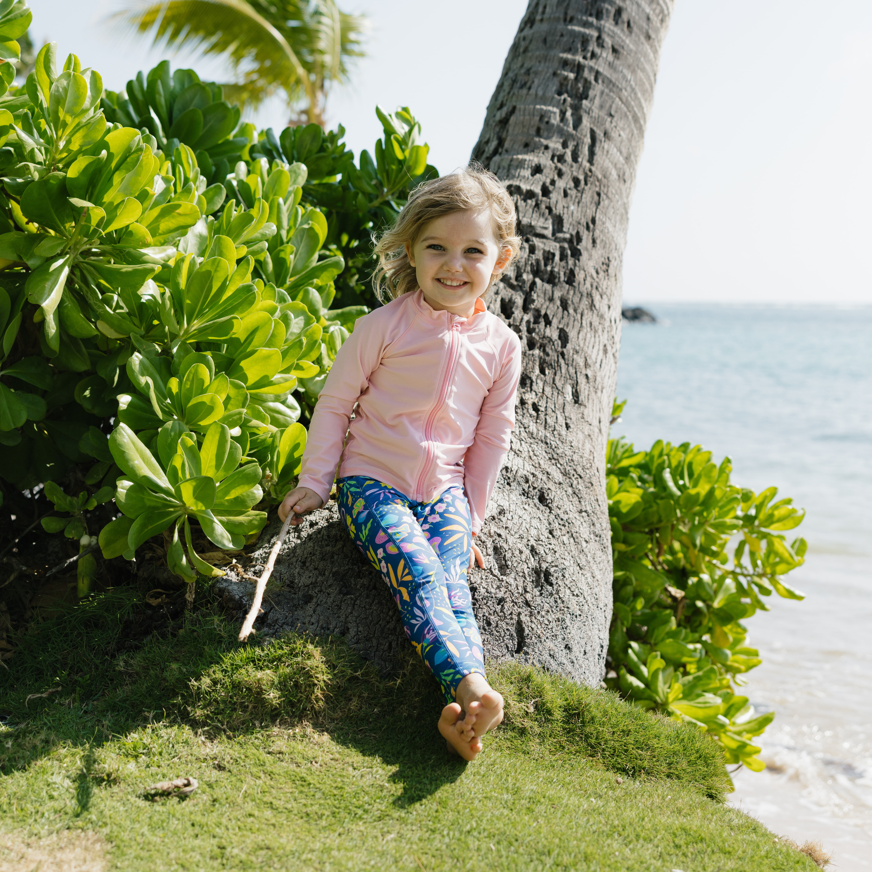 Kids UPF 50+ Long Sleeve Zipper Rash Guard Swim Shirt | "Pink"-SwimZip UPF 50+ Sun Protective Swimwear & UV Zipper Rash Guards-pos8