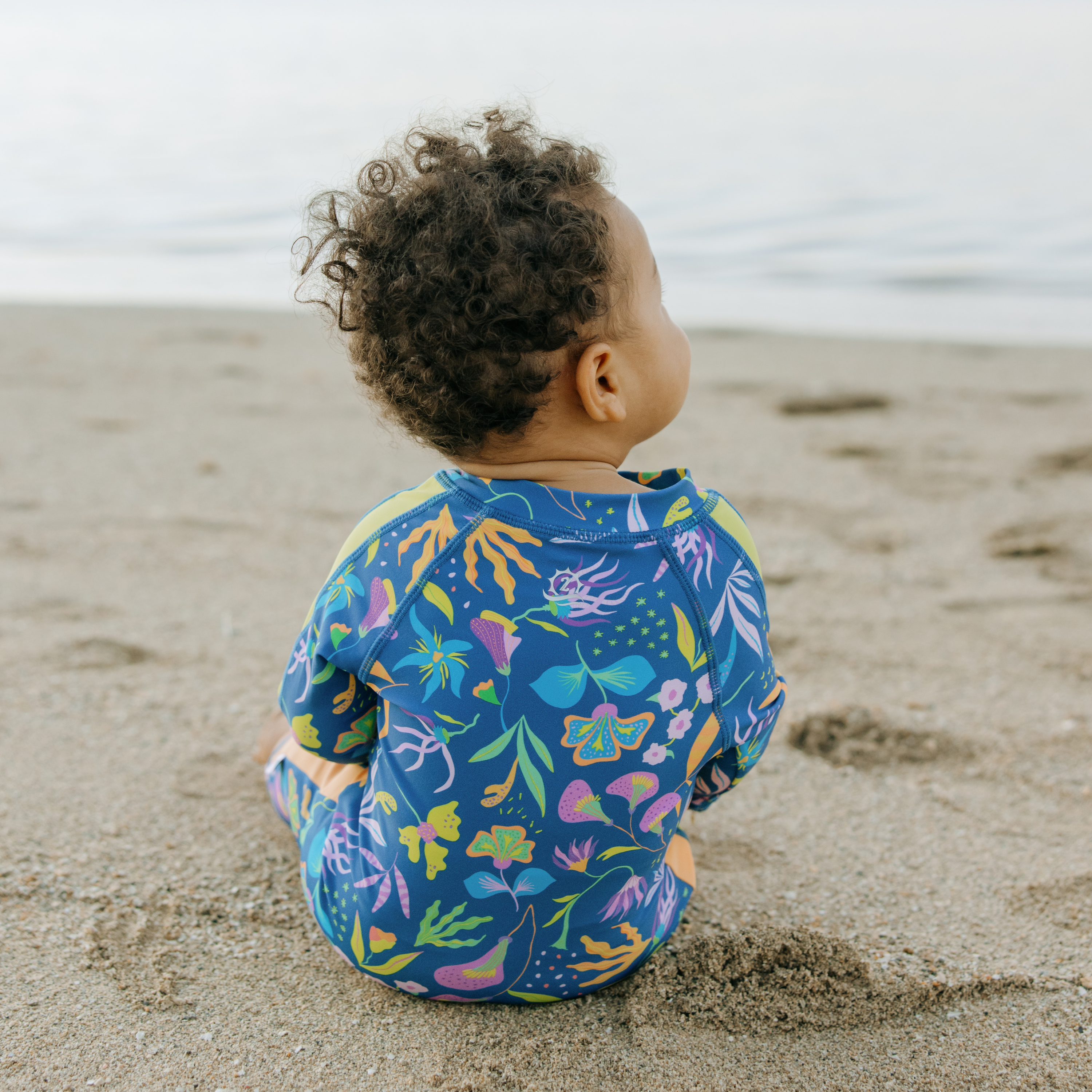 Sunsuit - Long Sleeve Romper Swimsuit | "Tropadelic"-SwimZip UPF 50+ Sun Protective Swimwear & UV Zipper Rash Guards-pos6