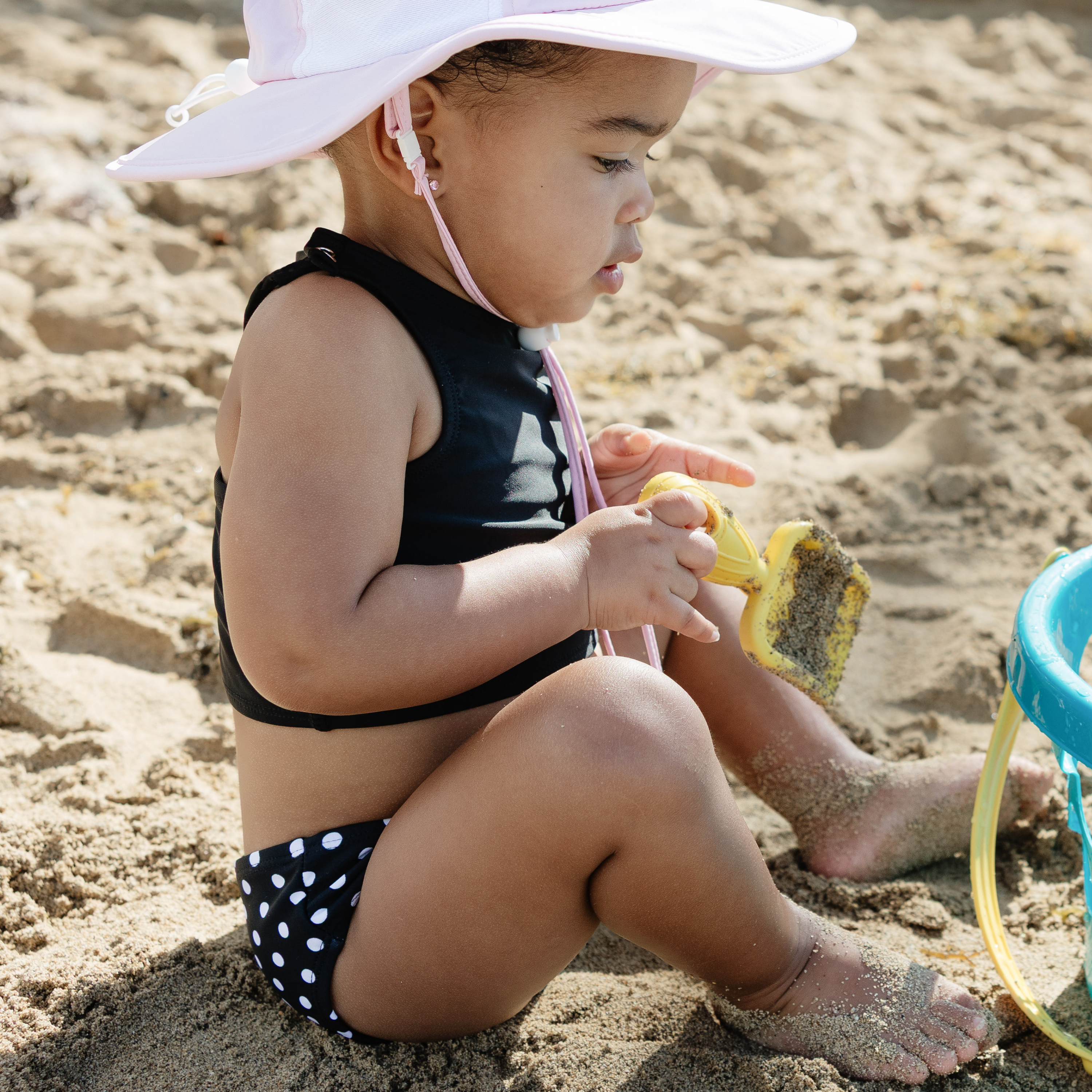 Girls Halter Top Bikini Set (2 Piece) | "Black Polka Dot"-SwimZip UPF 50+ Sun Protective Swimwear & UV Zipper Rash Guards-pos3