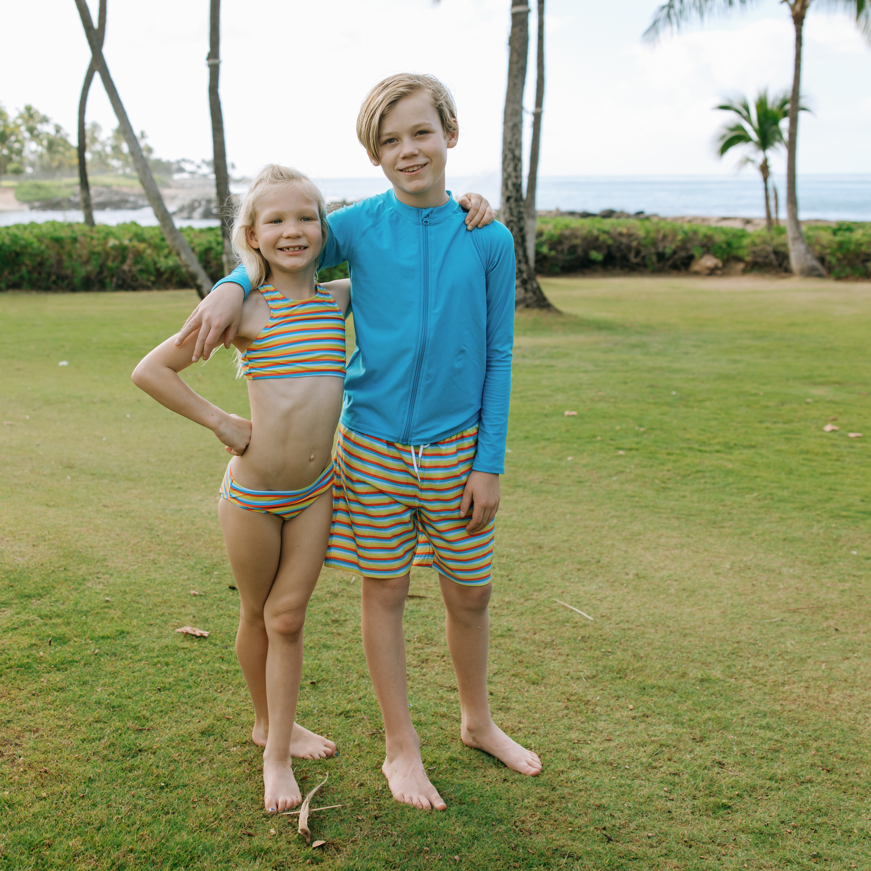 Kids UPF 50+ Long Sleeve Zipper Rash Guard Swim Shirt | "Blue Danube"-SwimZip UPF 50+ Sun Protective Swimwear & UV Zipper Rash Guards-pos8