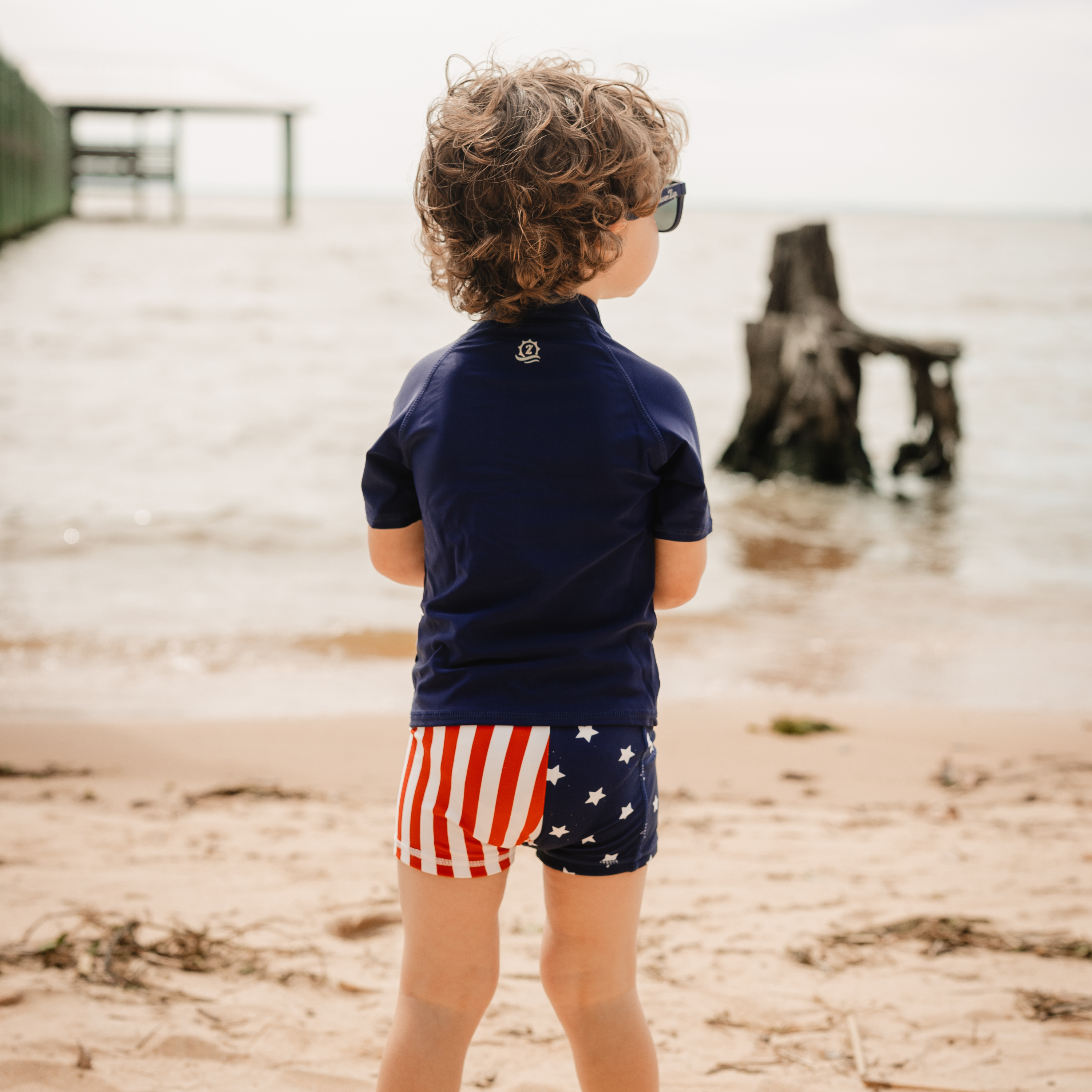 Kids Euro Swim Shorties | "Americana"-SwimZip UPF 50+ Sun Protective Swimwear & UV Zipper Rash Guards-pos11