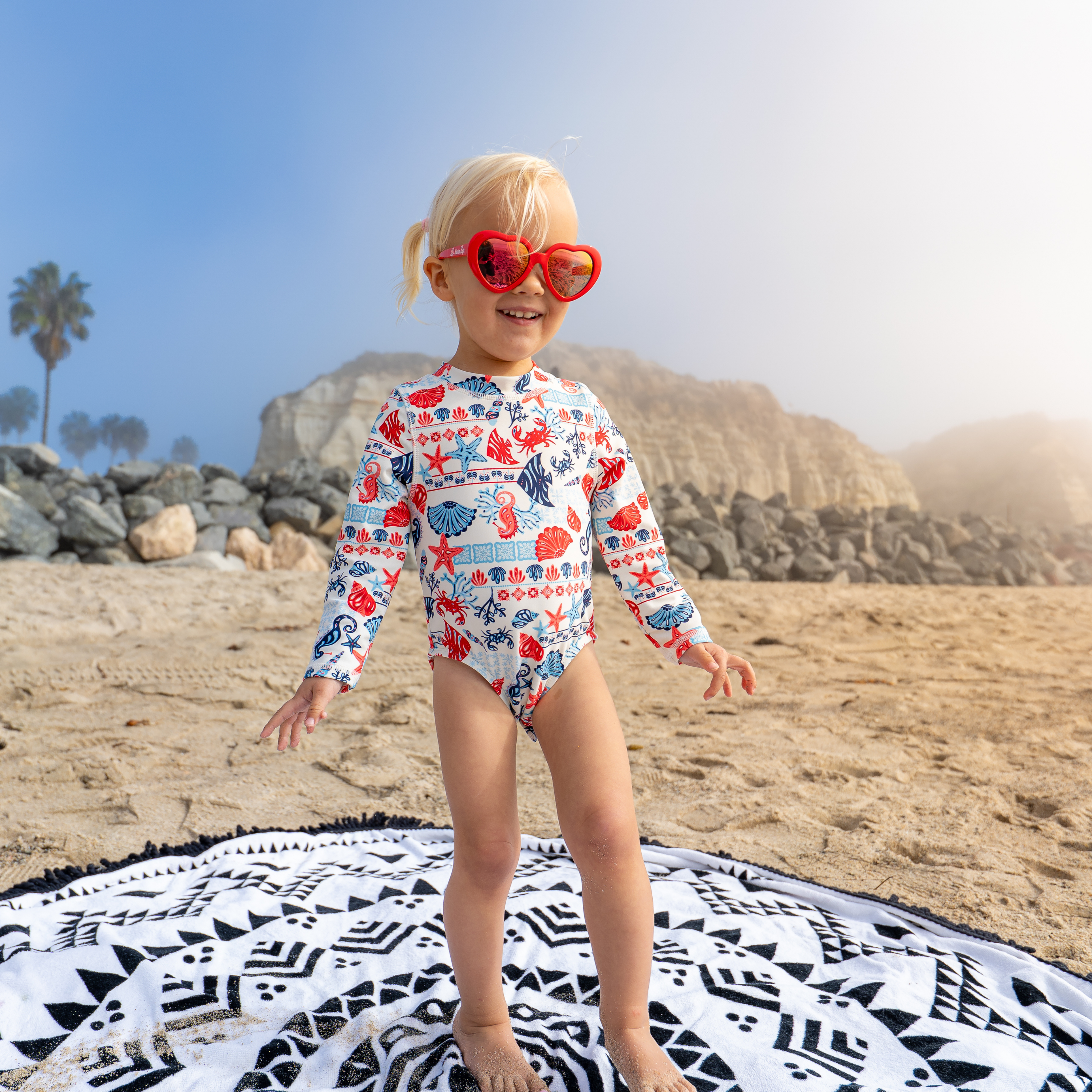 Girls Long Sleeve Surf Suit (One Piece Bodysuit) | "Marina"-SwimZip UPF 50+ Sun Protective Swimwear & UV Zipper Rash Guards-pos2
