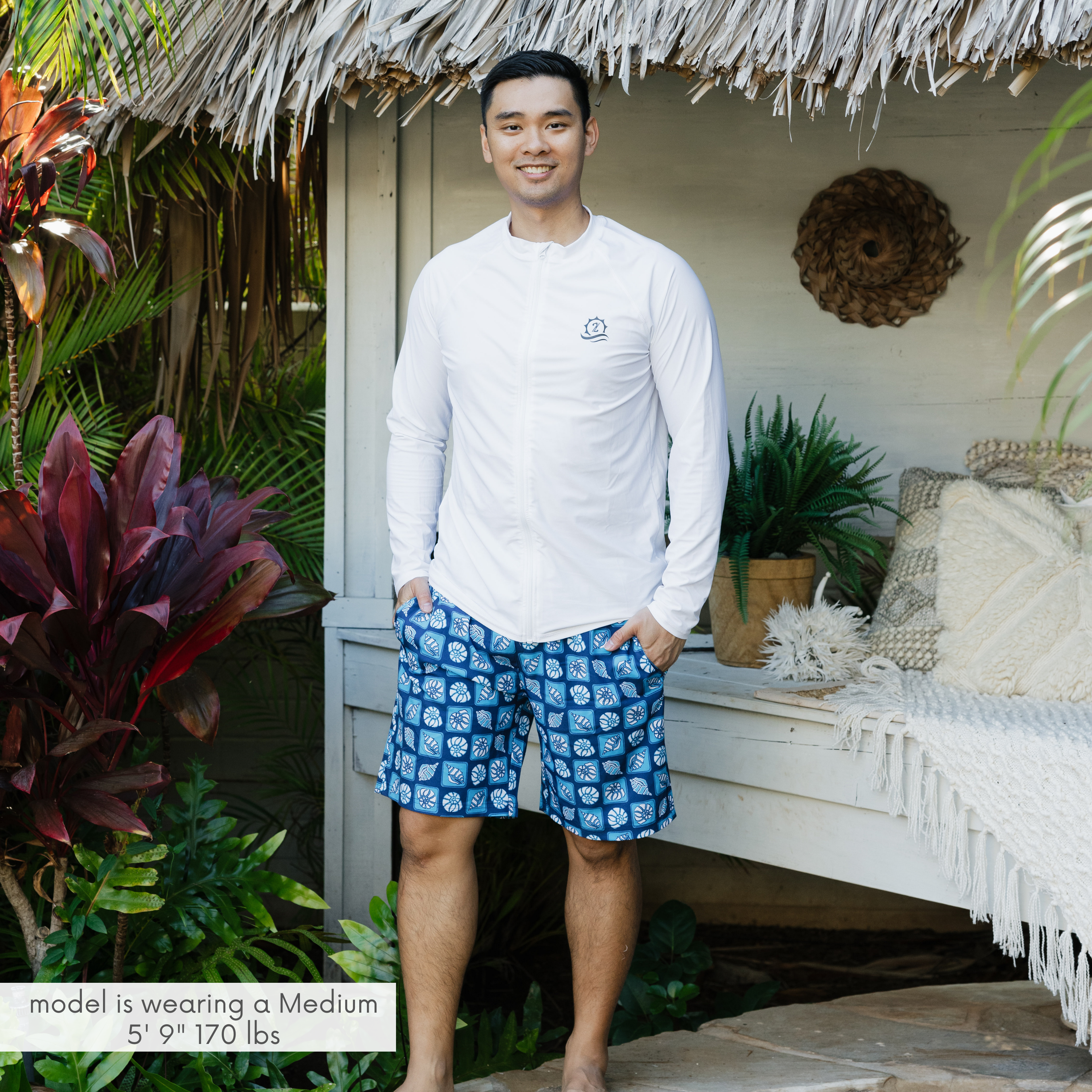 Men's 8" Swim Trunks Boxer Brief Liner | "Coastal"-SwimZip UPF 50+ Sun Protective Swimwear & UV Zipper Rash Guards-pos2