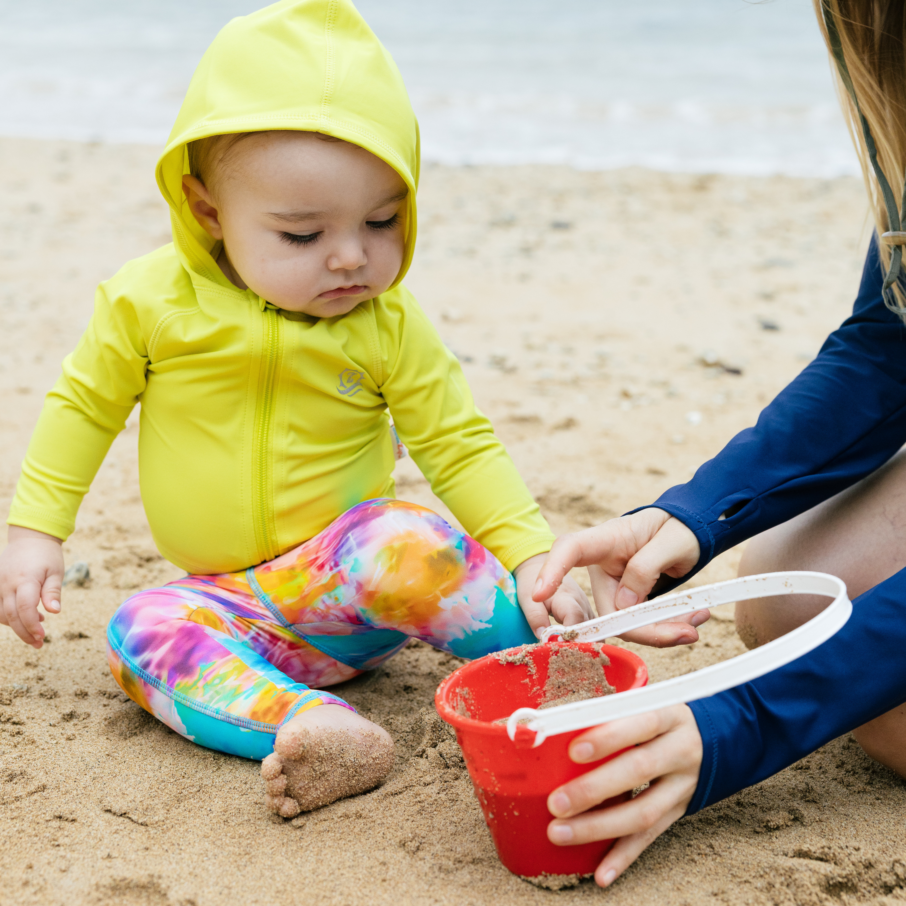Kids Hooded Long Sleeve Zipper Rash Guard Swim Shirt | "Sulphur Yellow"-SwimZip UPF 50+ Sun Protective Swimwear & UV Zipper Rash Guards-pos2