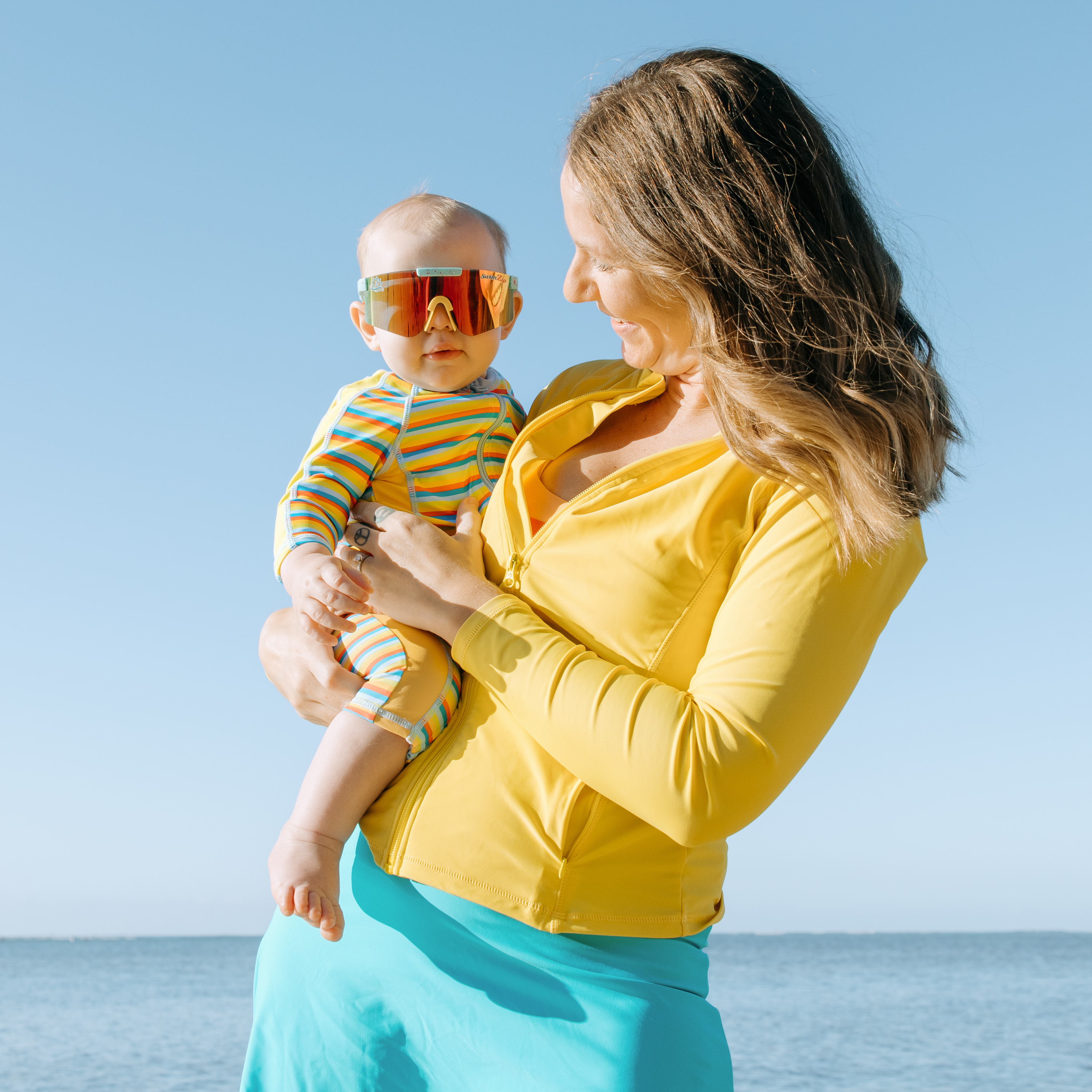 Women's Long Sleeve Rash Guard with Pockets | "Yellow"-SwimZip UPF 50+ Sun Protective Swimwear & UV Zipper Rash Guards-pos2