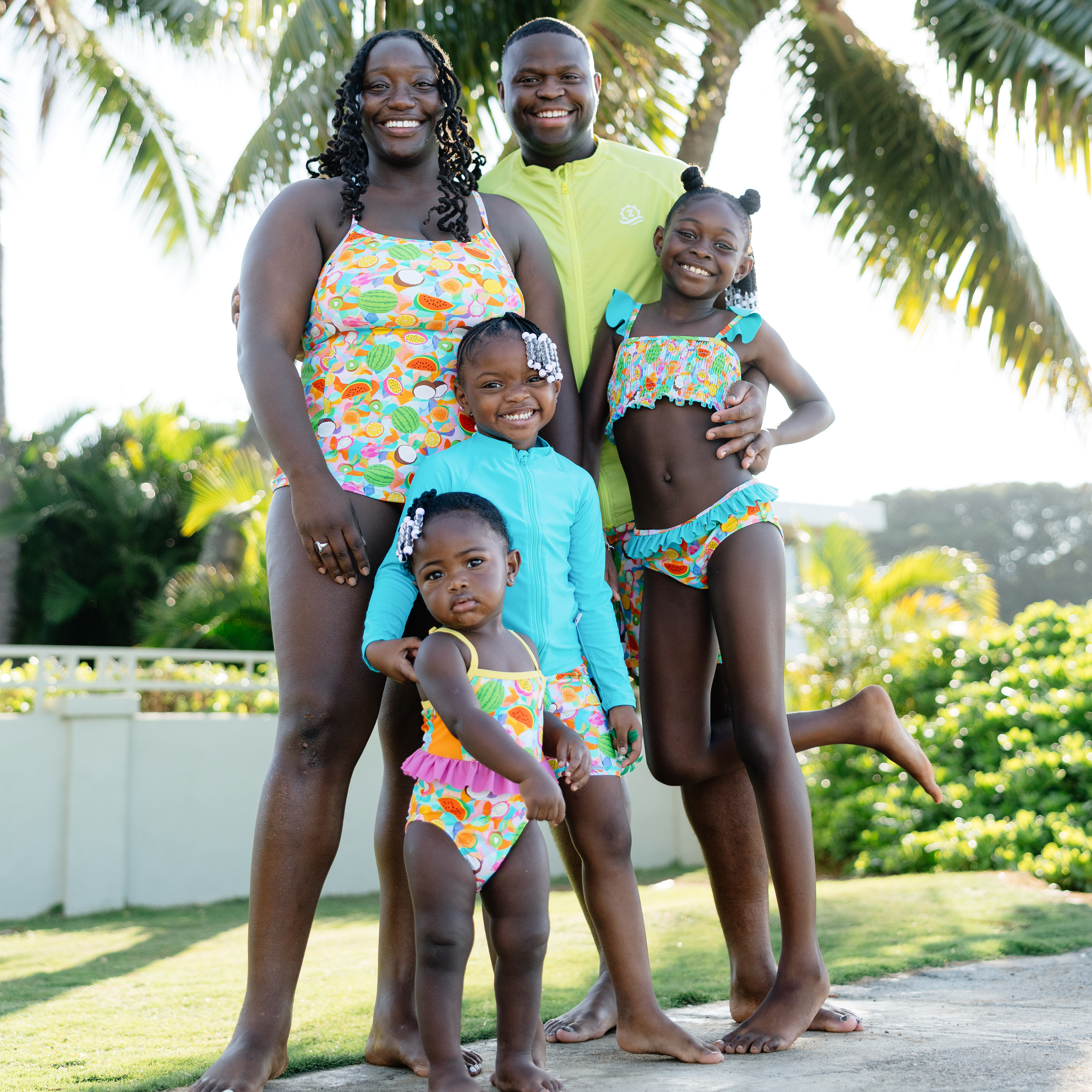 Girls Smocked Bikini (2 Piece) - "Fruit Salad"-SwimZip UPF 50+ Sun Protective Swimwear & UV Zipper Rash Guards-pos3