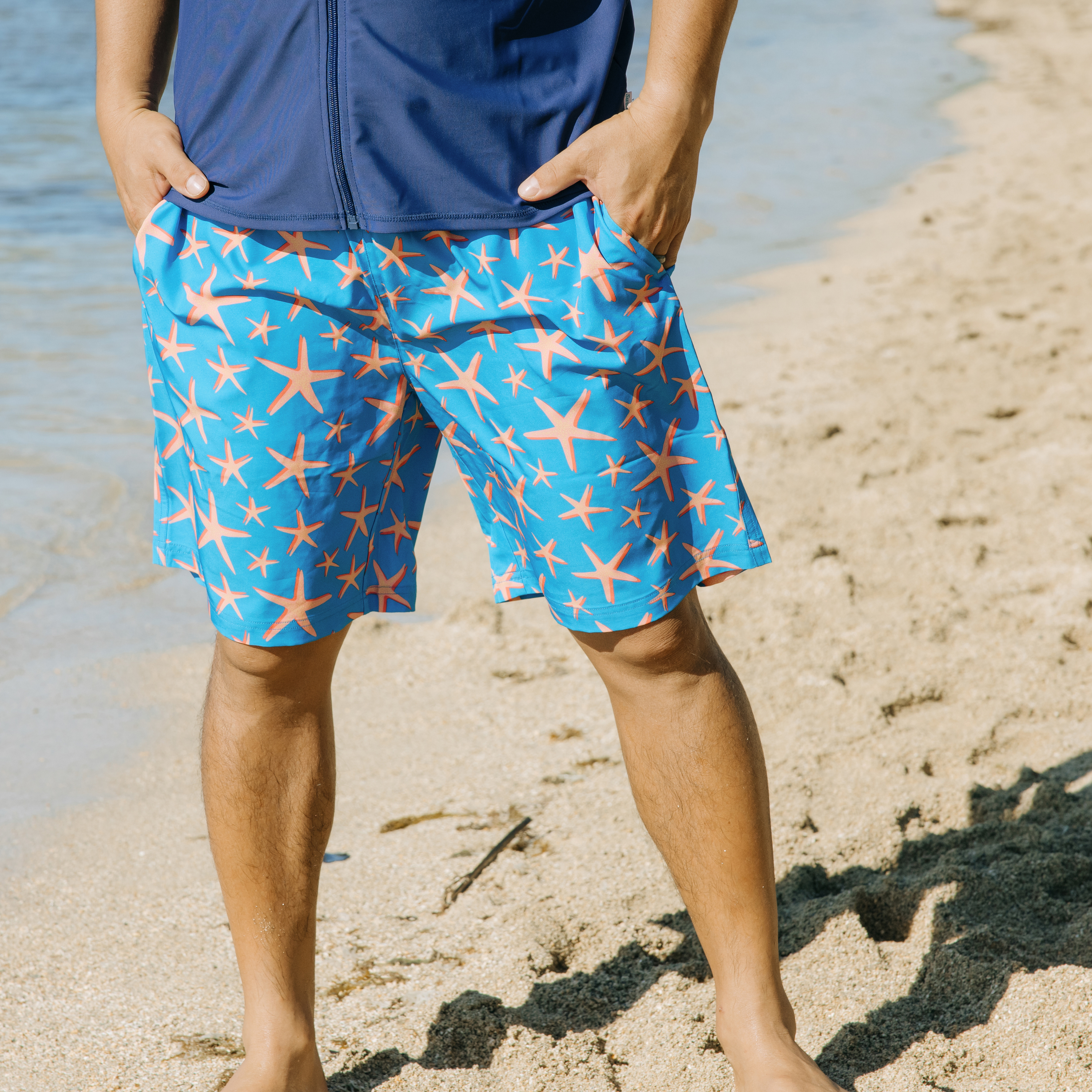 Men's 8" Swim Trunks Boxer Brief Liner | "Starfish"-SwimZip UPF 50+ Sun Protective Swimwear & UV Zipper Rash Guards-pos10
