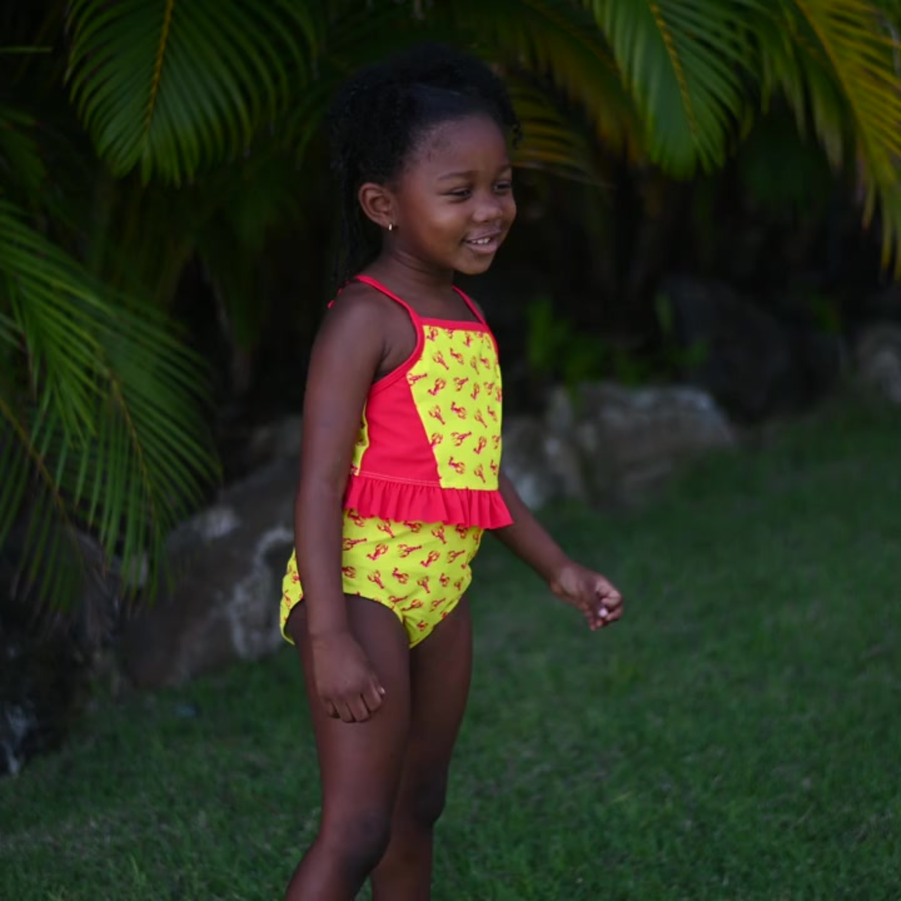 Girls One-Piece Swimsuit + Long Sleeve Rash Guard Set (2 Piece) | "Lobster"-SwimZip UPF 50+ Sun Protective Swimwear & UV Zipper Rash Guards-pos7