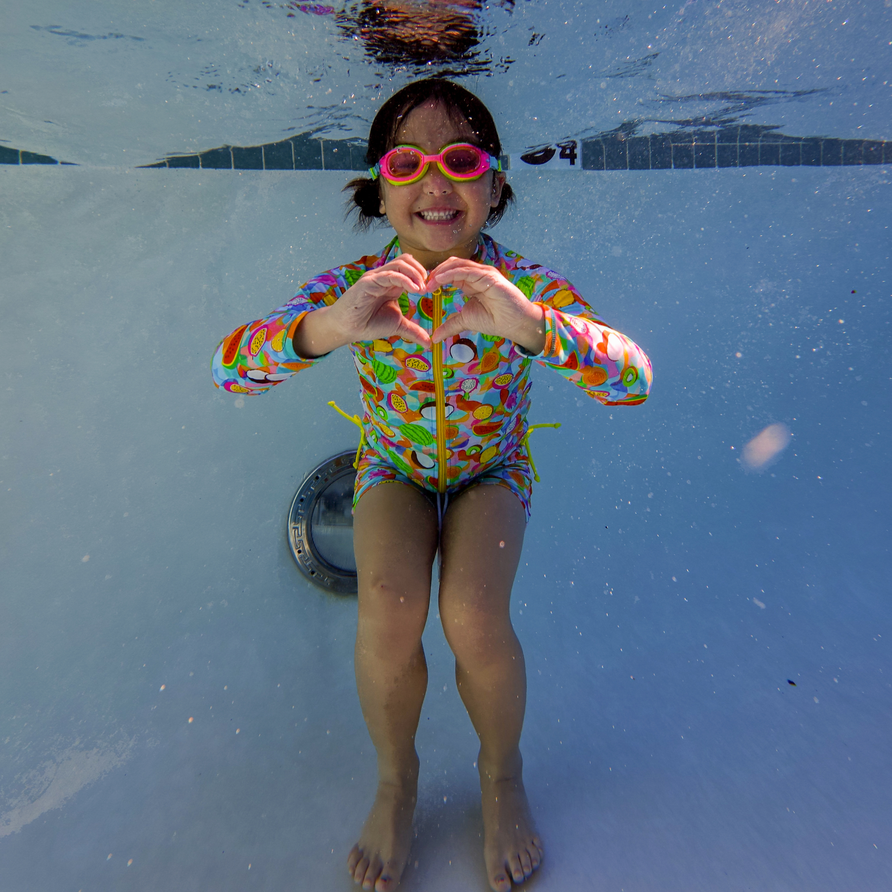 Girls Long Sleeve Rash Guard + Smocked Tankini Shorts Set (3 Piece) | "Fruit Salad"-SwimZip UPF 50+ Sun Protective Swimwear & UV Zipper Rash Guards-pos7