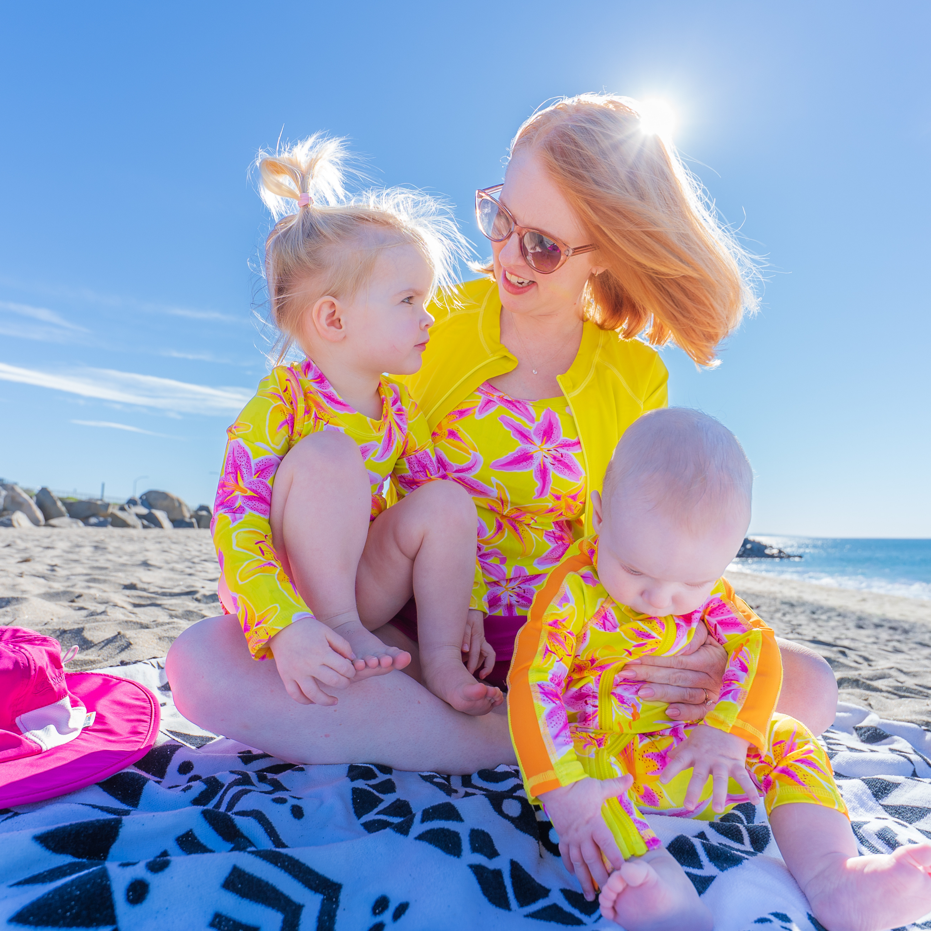 Girls Long Sleeve Surf Suit (One Piece Bodysuit) | "Floral Takeover"-SwimZip UPF 50+ Sun Protective Swimwear & UV Zipper Rash Guards-pos3