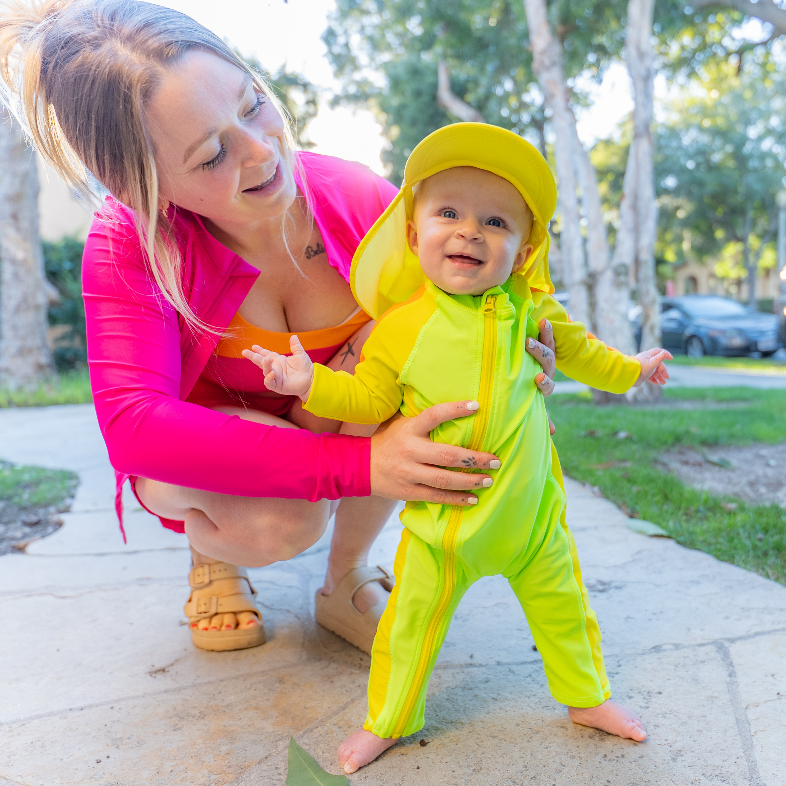 Kids Flap Hat | Sulphur Yellow-SwimZip UPF 50+ Sun Protective Swimwear & UV Zipper Rash Guards-pos4