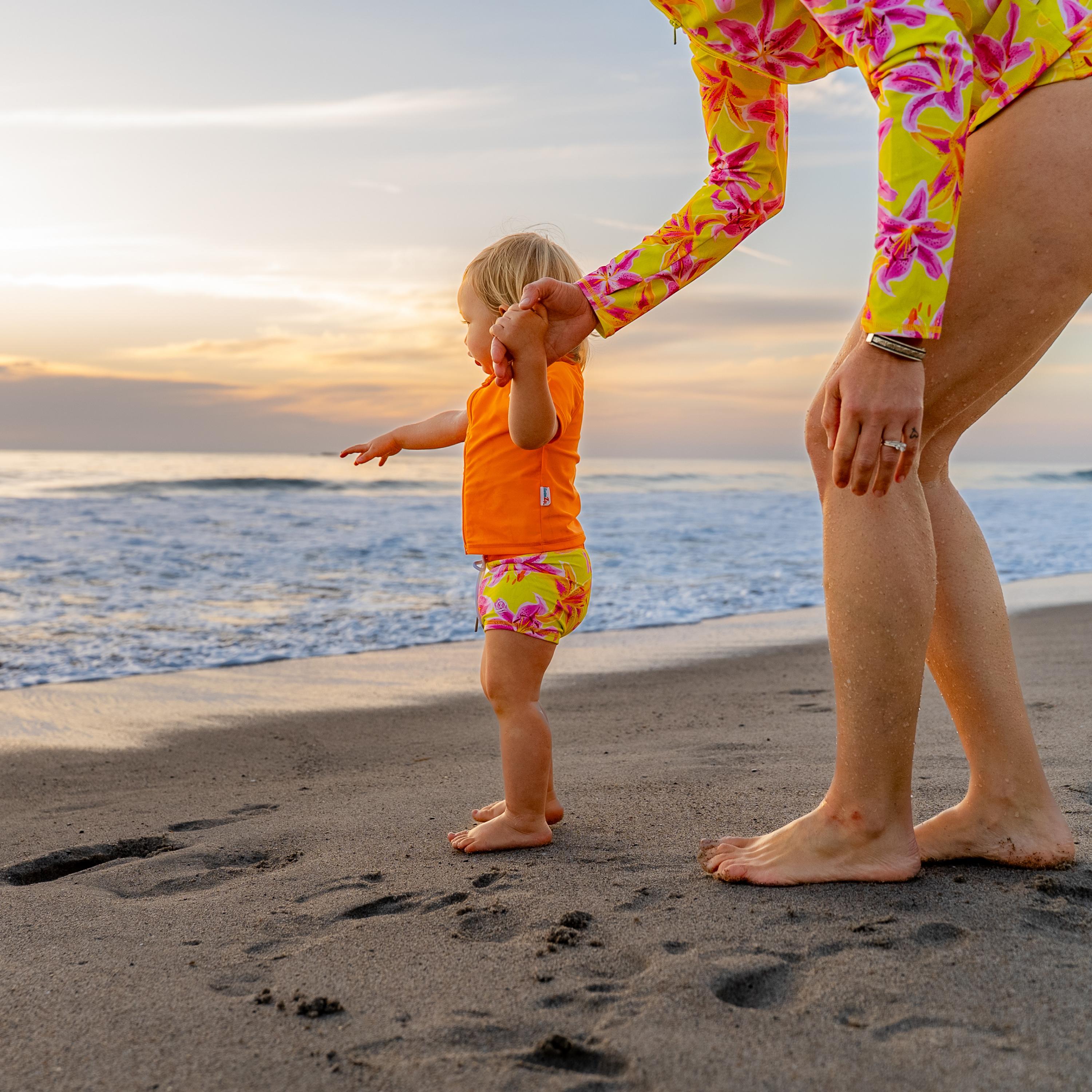 Kids Euro Swim Shorties | "Floral Takeover"-SwimZip UPF 50+ Sun Protective Swimwear & UV Zipper Rash Guards-pos2