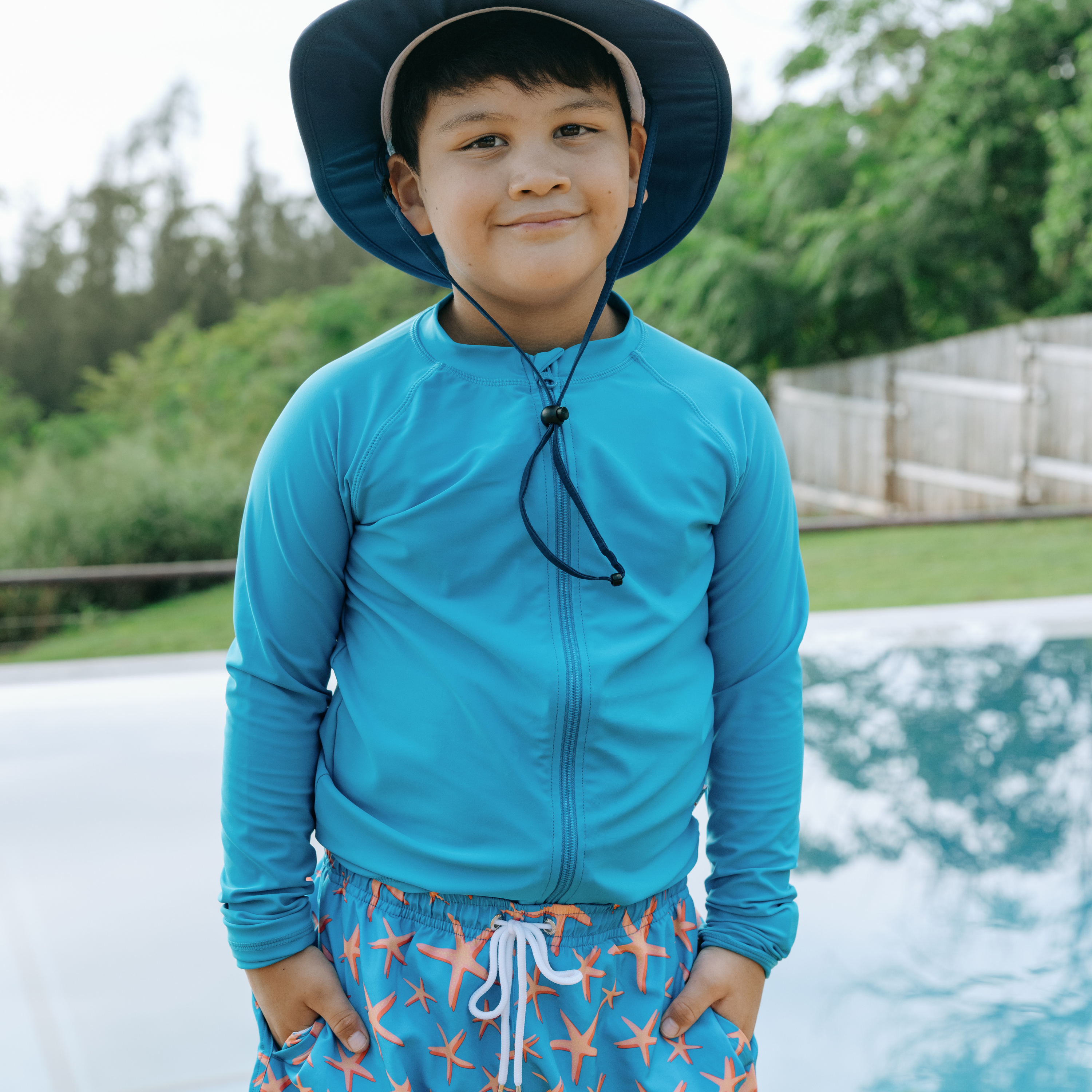 Kids UPF 50+ Long Sleeve Zipper Rash Guard Swim Shirt | "Blue Danube"-SwimZip UPF 50+ Sun Protective Swimwear & UV Zipper Rash Guards-pos9