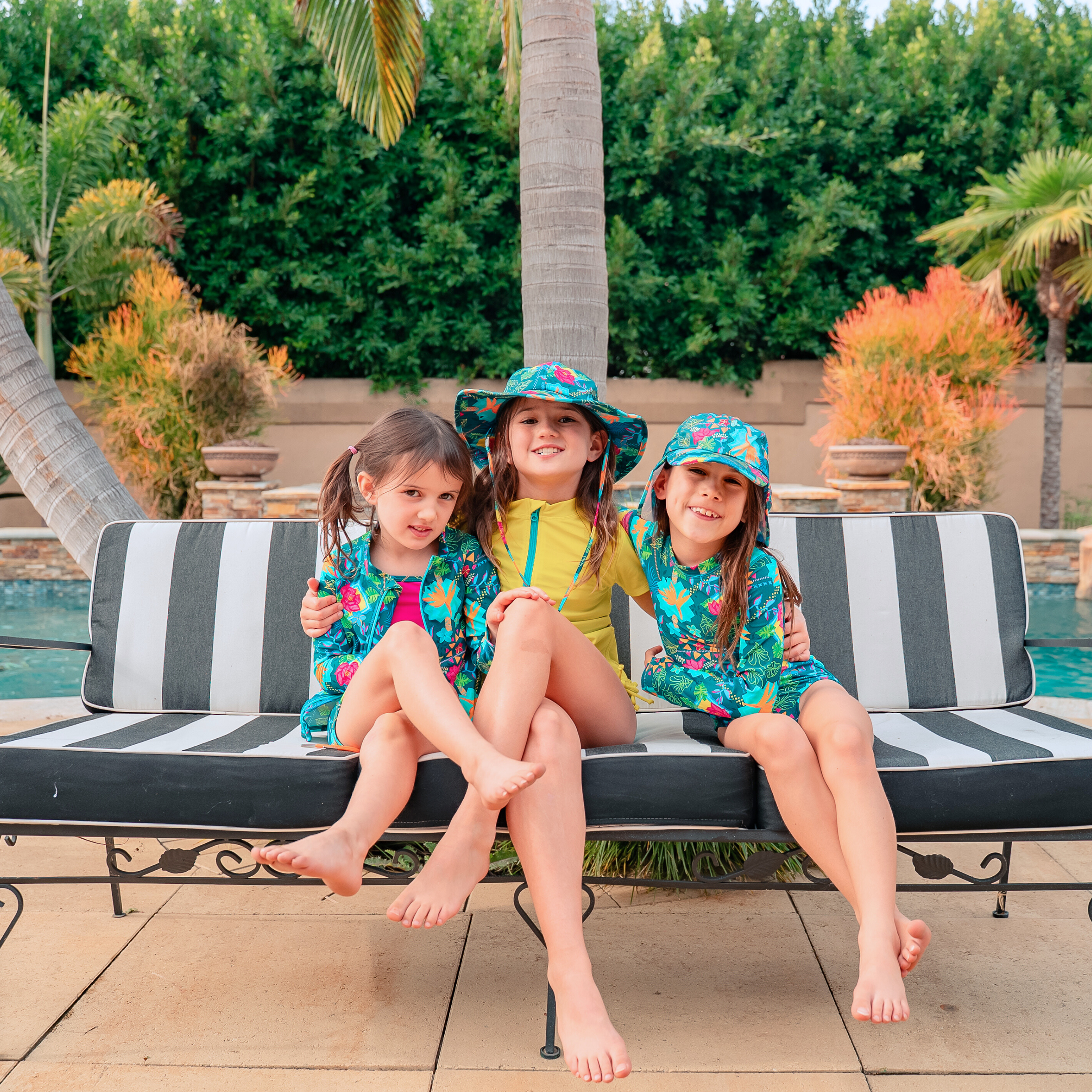 Girls Long Sleeve Rash Guard + Tankini Shorts Set (3 Piece) | "Summer Max"-SwimZip UPF 50+ Sun Protective Swimwear & UV Zipper Rash Guards-pos6