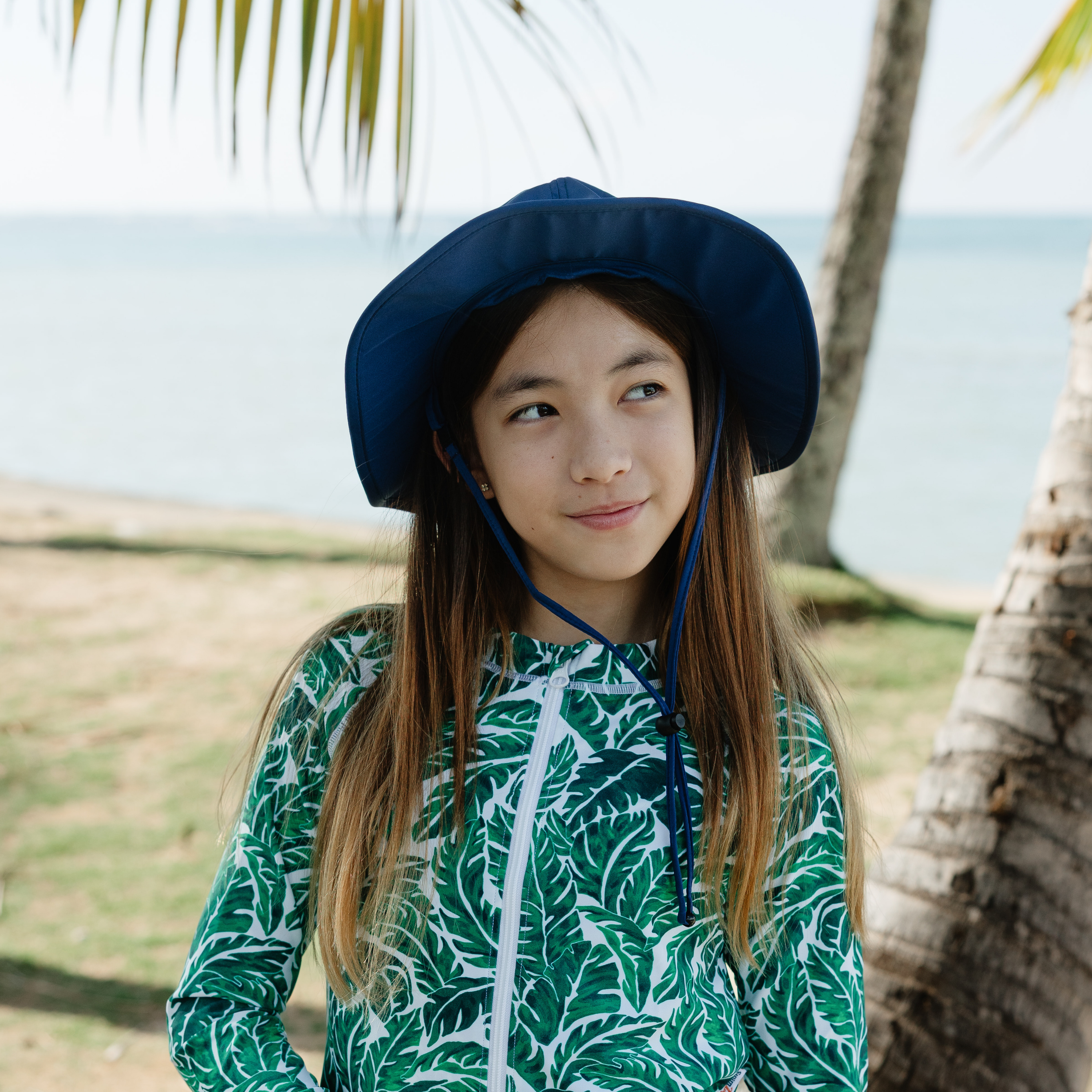 Kids Wide Brim Sun Hat "Fun Sun Day Play Hat" - Navy-SwimZip UPF 50+ Sun Protective Swimwear & UV Zipper Rash Guards-pos4