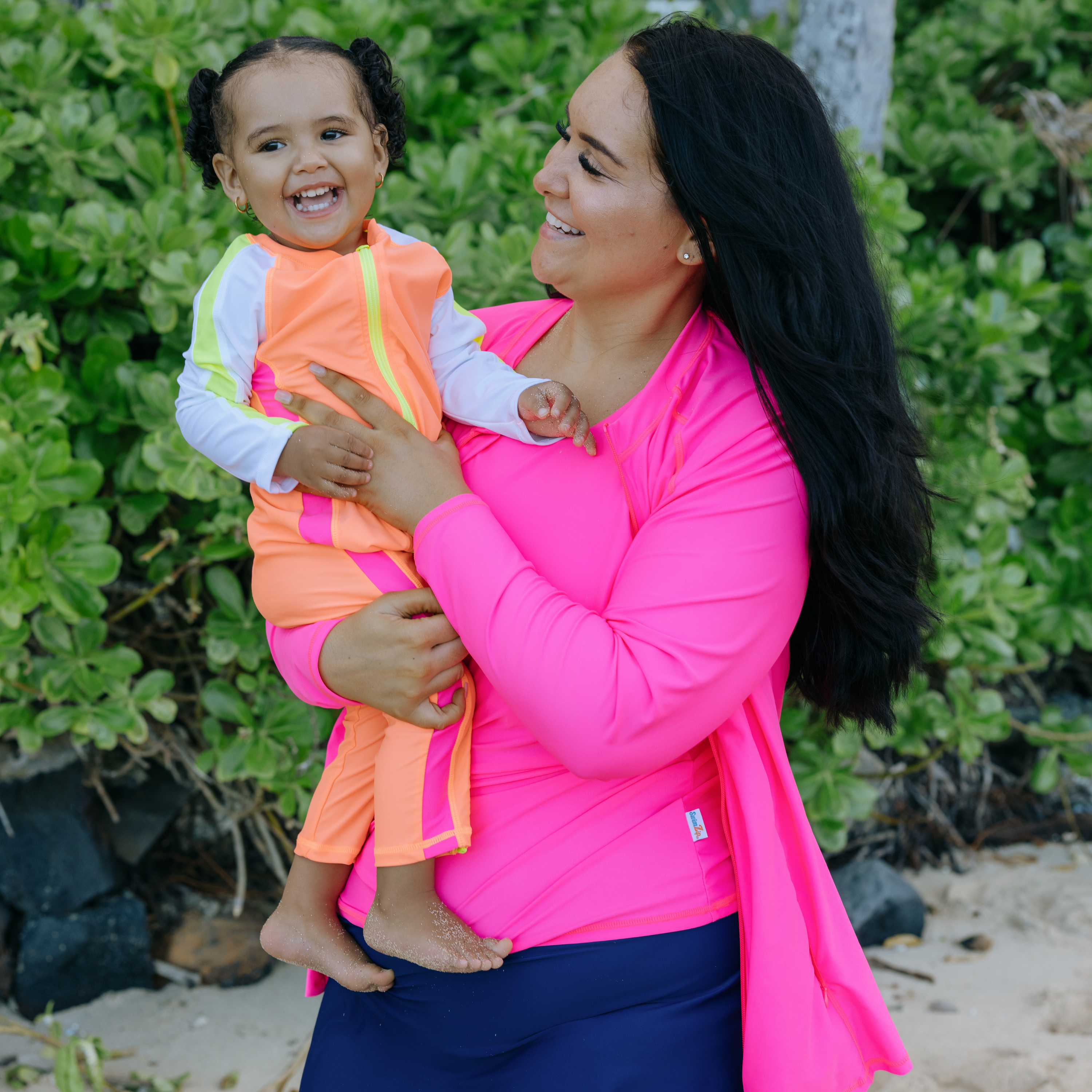 Women's Long Sleeve Rash Guard with Pockets | "Neon Pink"-SwimZip UPF 50+ Sun Protective Swimwear & UV Zipper Rash Guards-pos8
