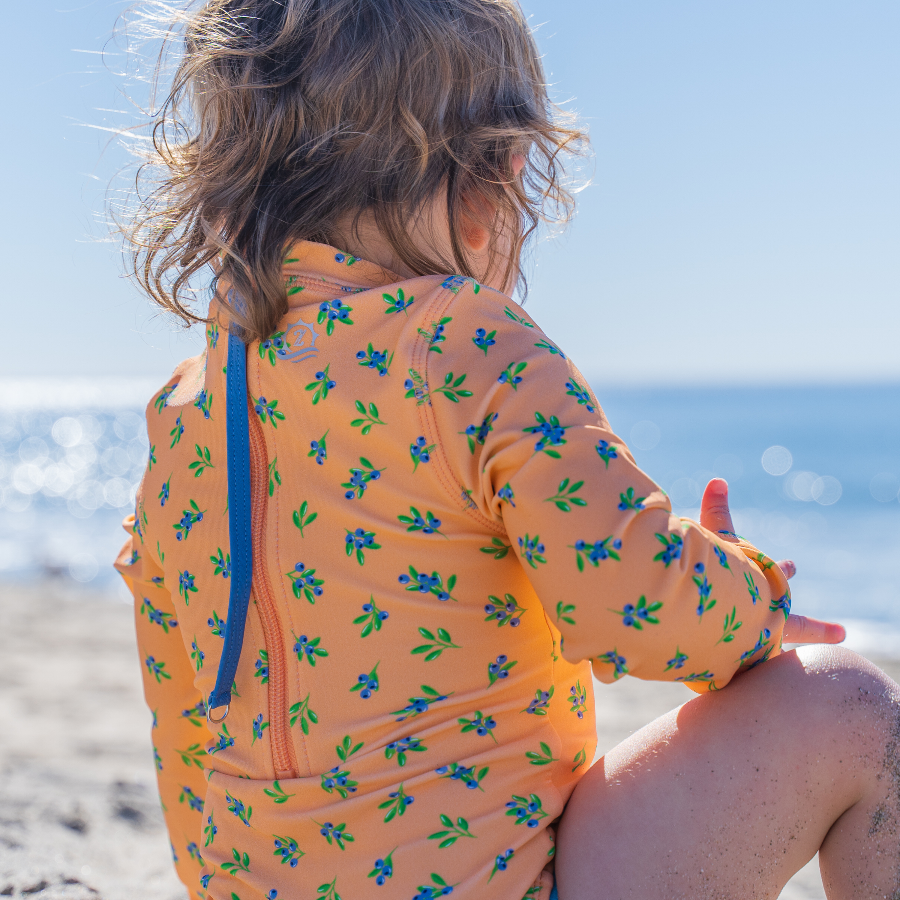 Girls Long Sleeve Surf Suit (One Piece Bodysuit) | "Berry Bliss"-SwimZip UPF 50+ Sun Protective Swimwear & UV Zipper Rash Guards-pos3