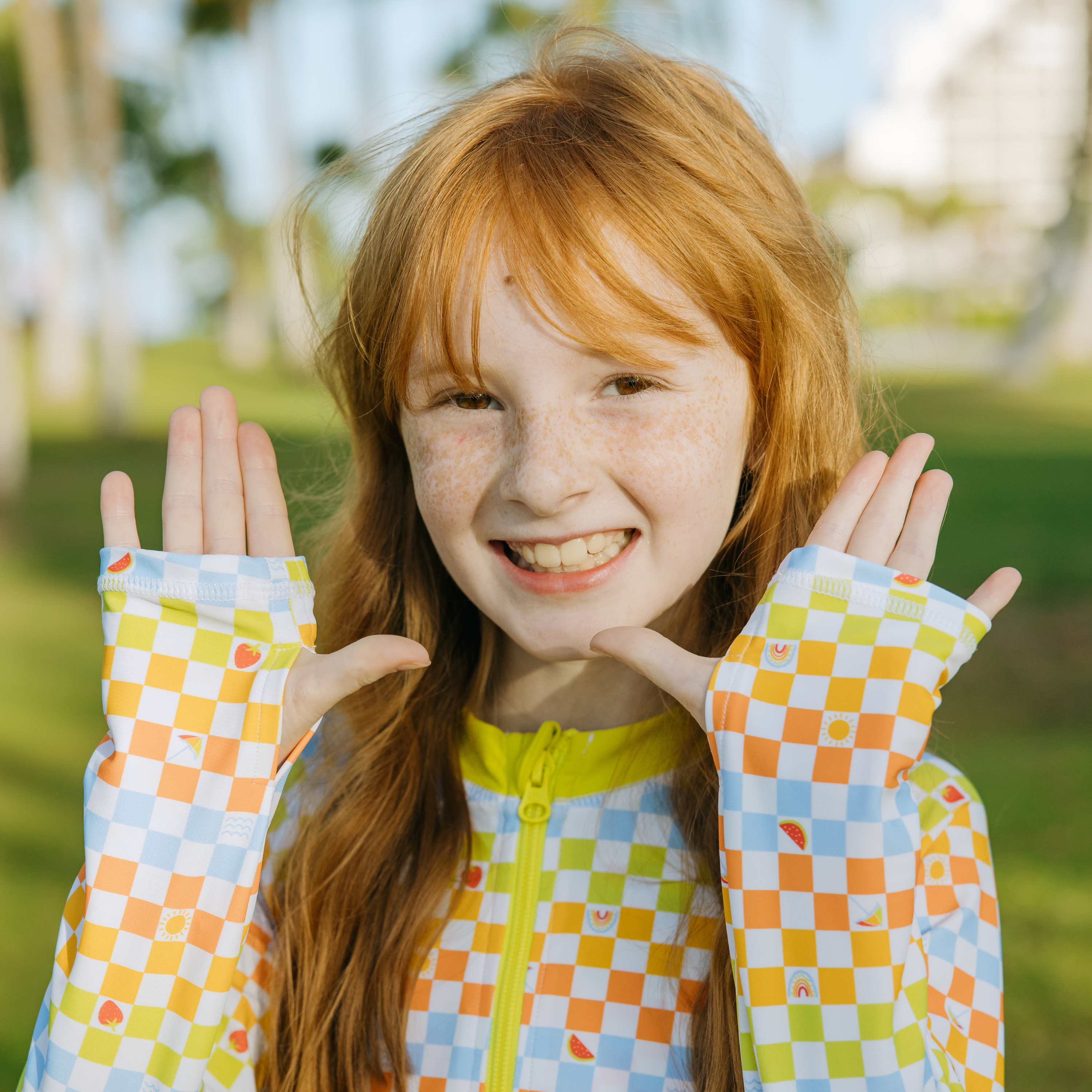 Girls Long Sleeve Swim Dress Cover Up | "Gamified"-SwimZip UPF 50+ Sun Protective Swimwear & UV Zipper Rash Guards-pos8