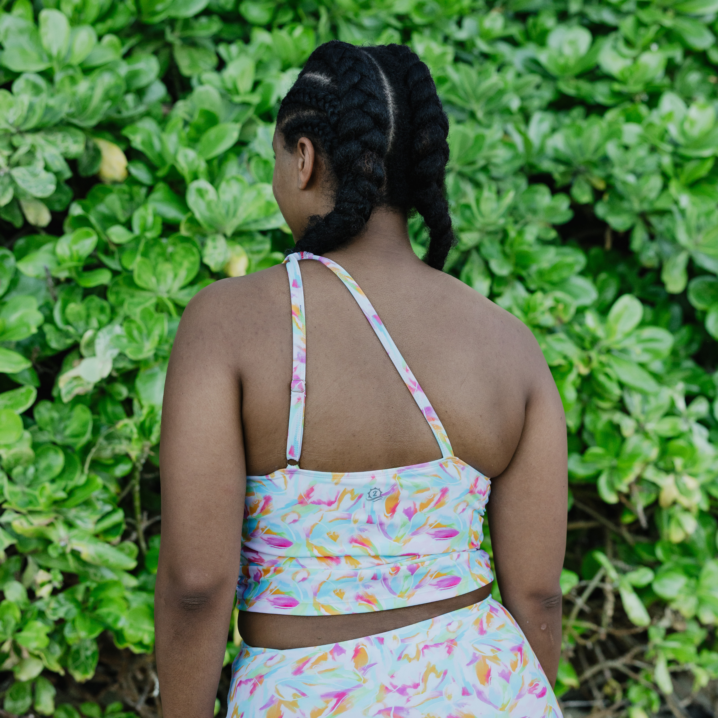 Women’s One Shoulder Crop Tankini Top | “Petals"-SwimZip UPF 50+ Sun Protective Swimwear & UV Zipper Rash Guards-pos6