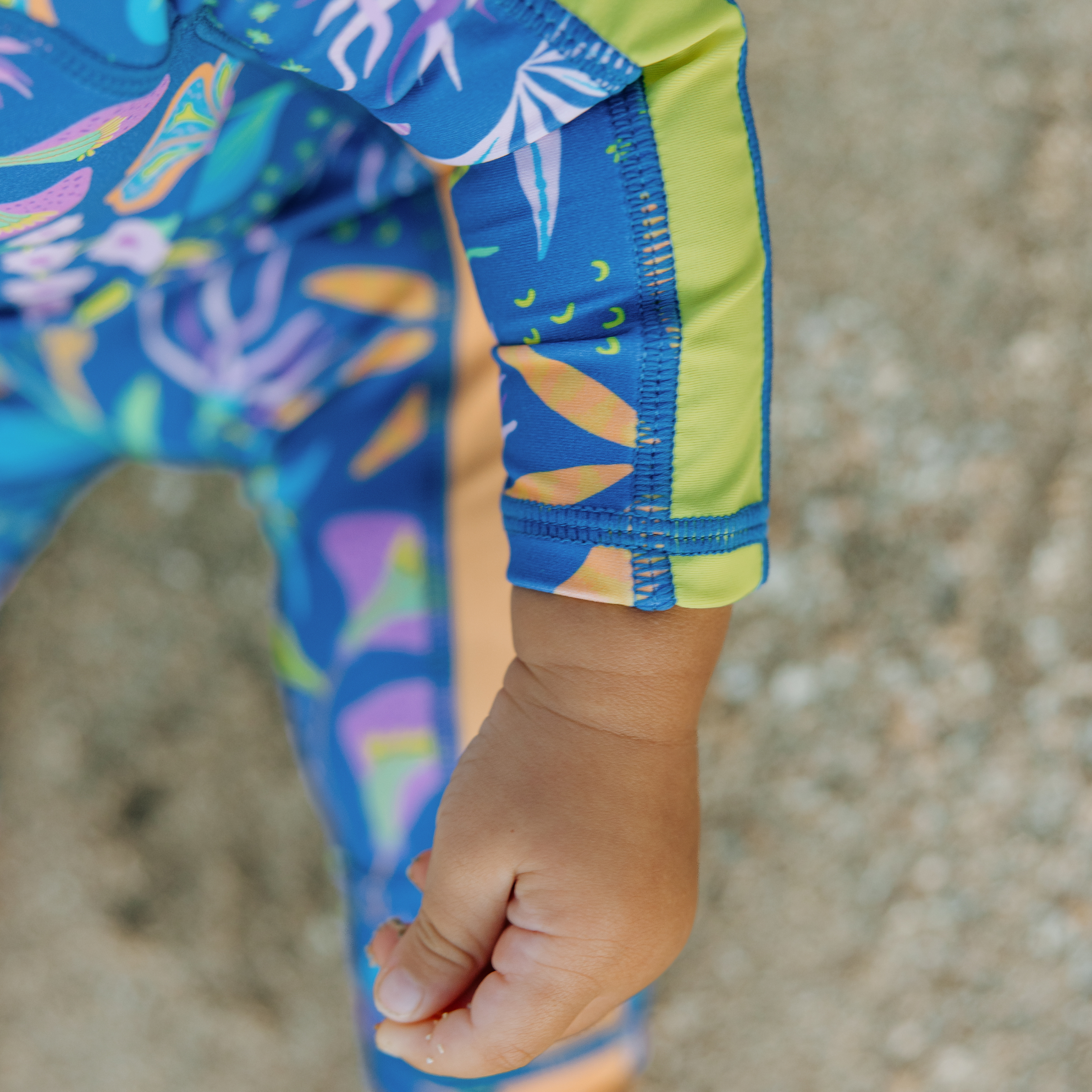 Sunsuit - Long Sleeve Romper Swimsuit | "Tropadelic"-SwimZip UPF 50+ Sun Protective Swimwear & UV Zipper Rash Guards-pos8