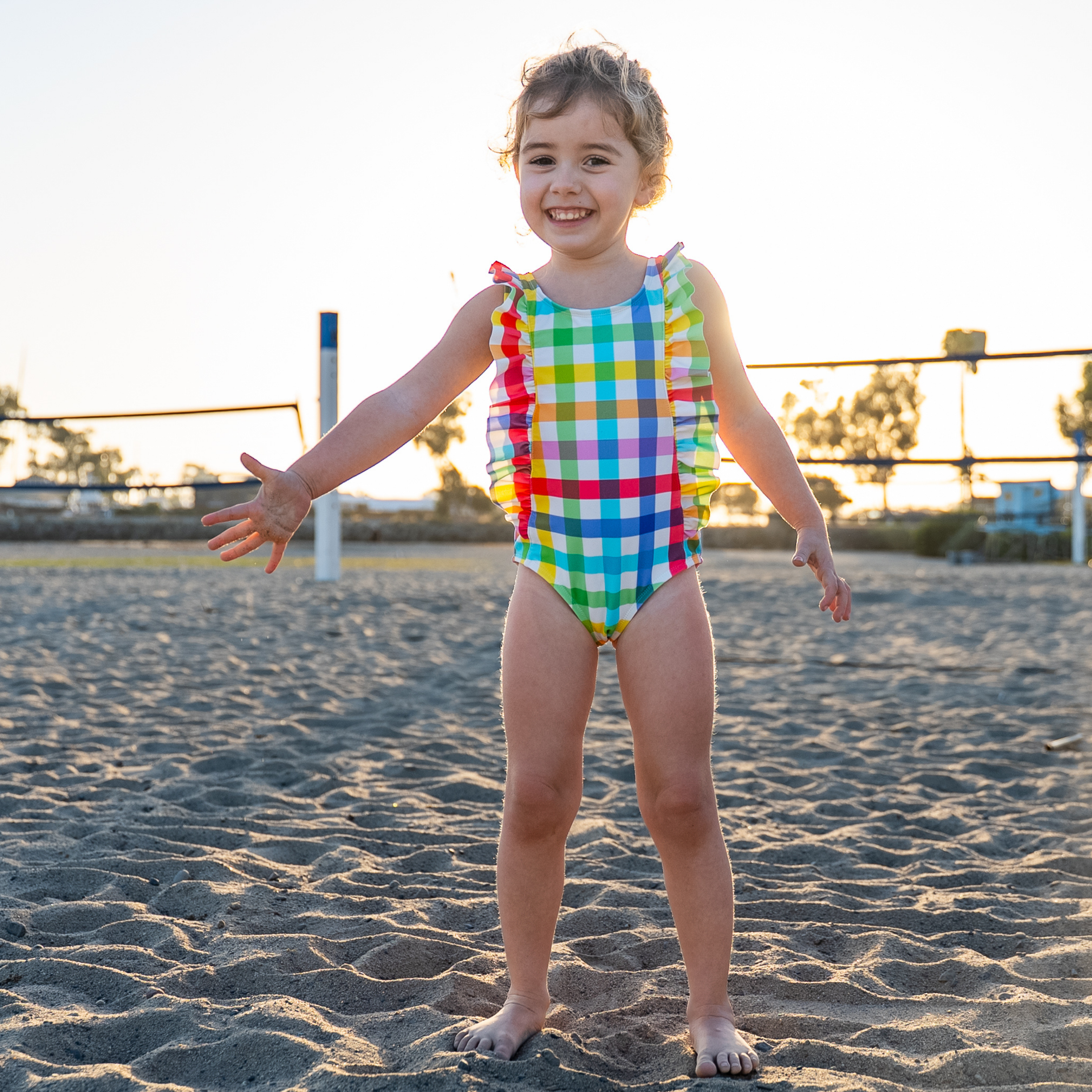 Girls Ruffle One-Piece Swimsuit | "Picnic Party"-SwimZip UPF 50+ Sun Protective Swimwear & UV Zipper Rash Guards-pos9