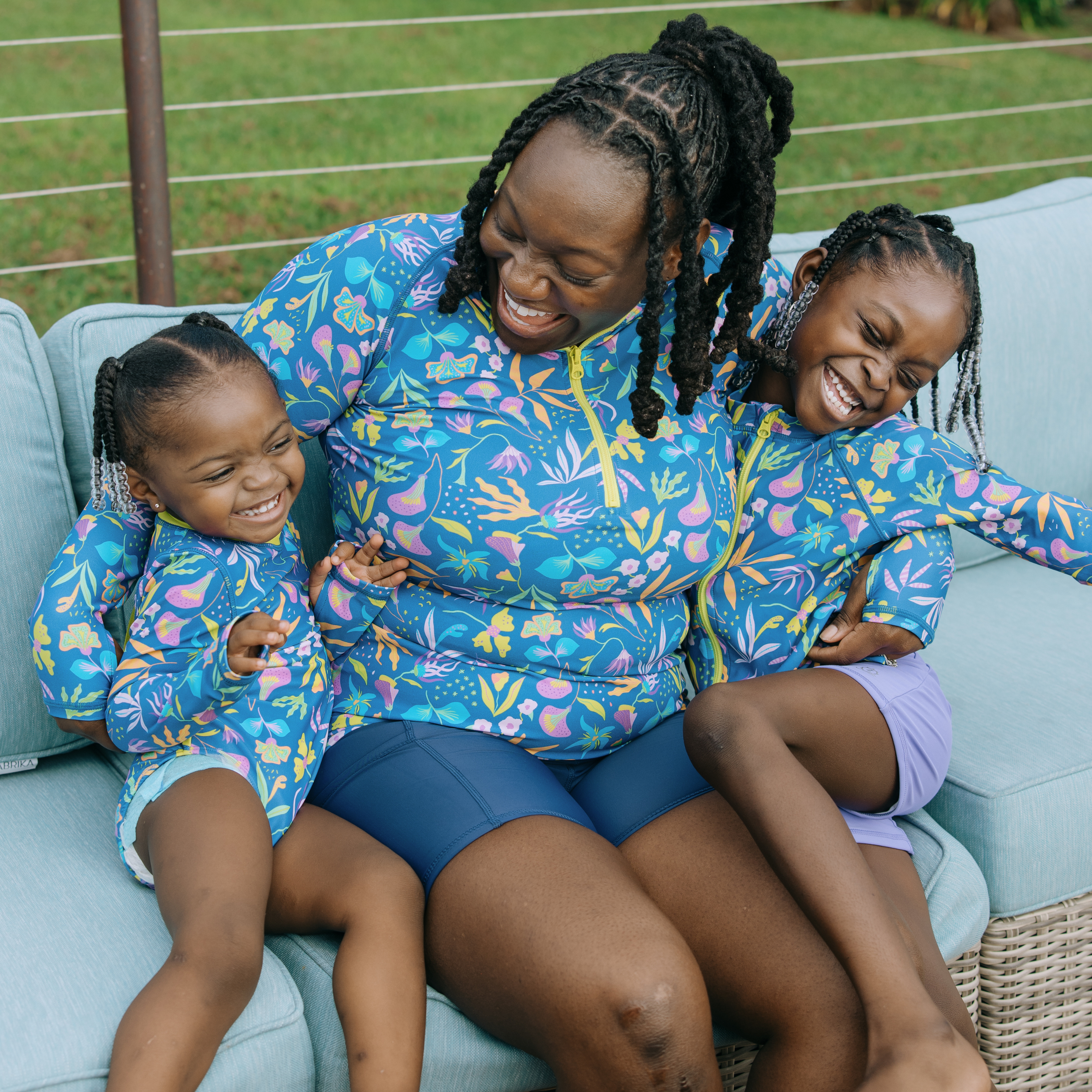 Girls Long Sleeve Rash Guard + Tankini Shorts Set (3 Piece) | "Tropadelic"-SwimZip UPF 50+ Sun Protective Swimwear & UV Zipper Rash Guards-pos7