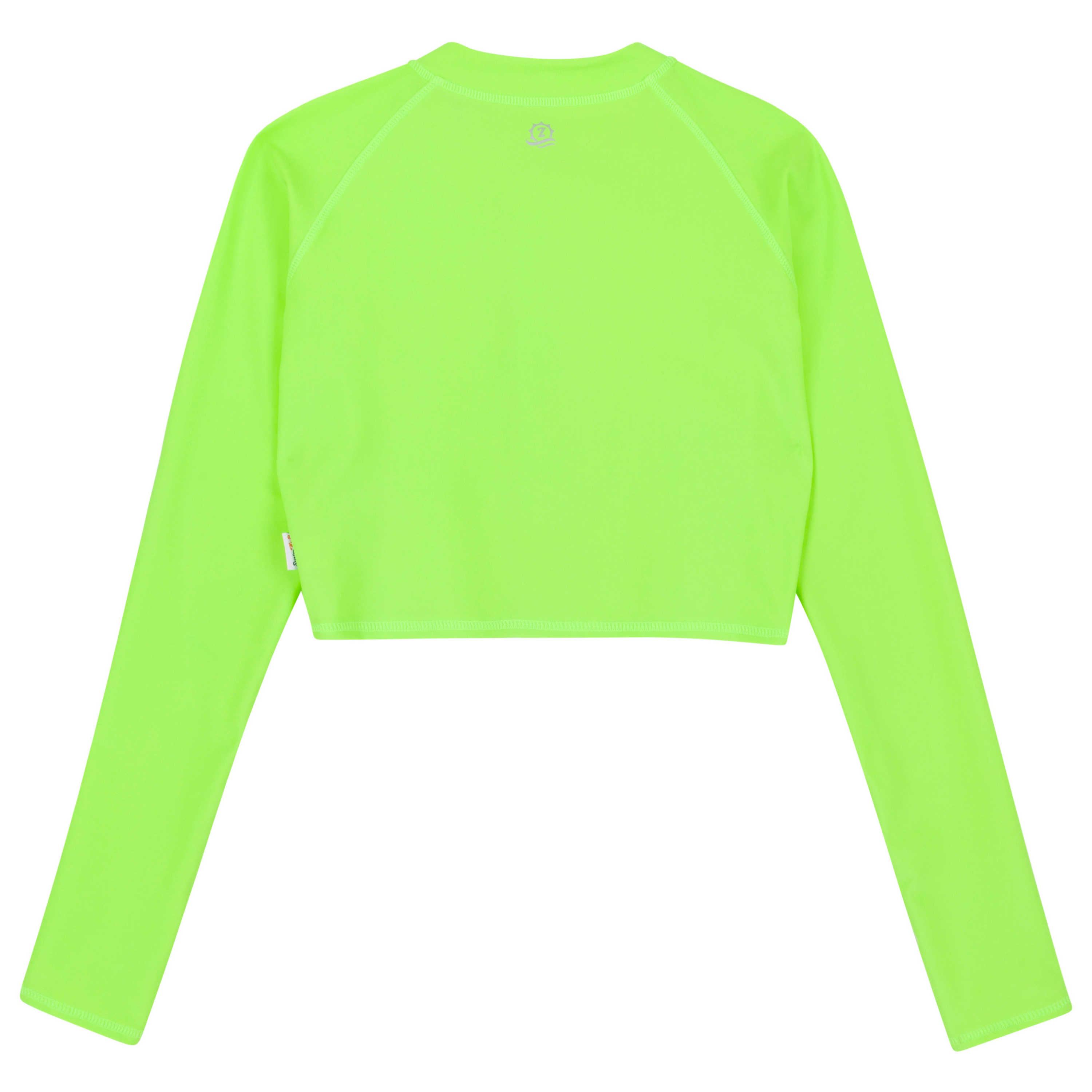 Women's Long Sleeve Crop Rash Guard | “Electric Green"-SwimZip UPF 50+ Sun Protective Swimwear & UV Zipper Rash Guards-pos11
