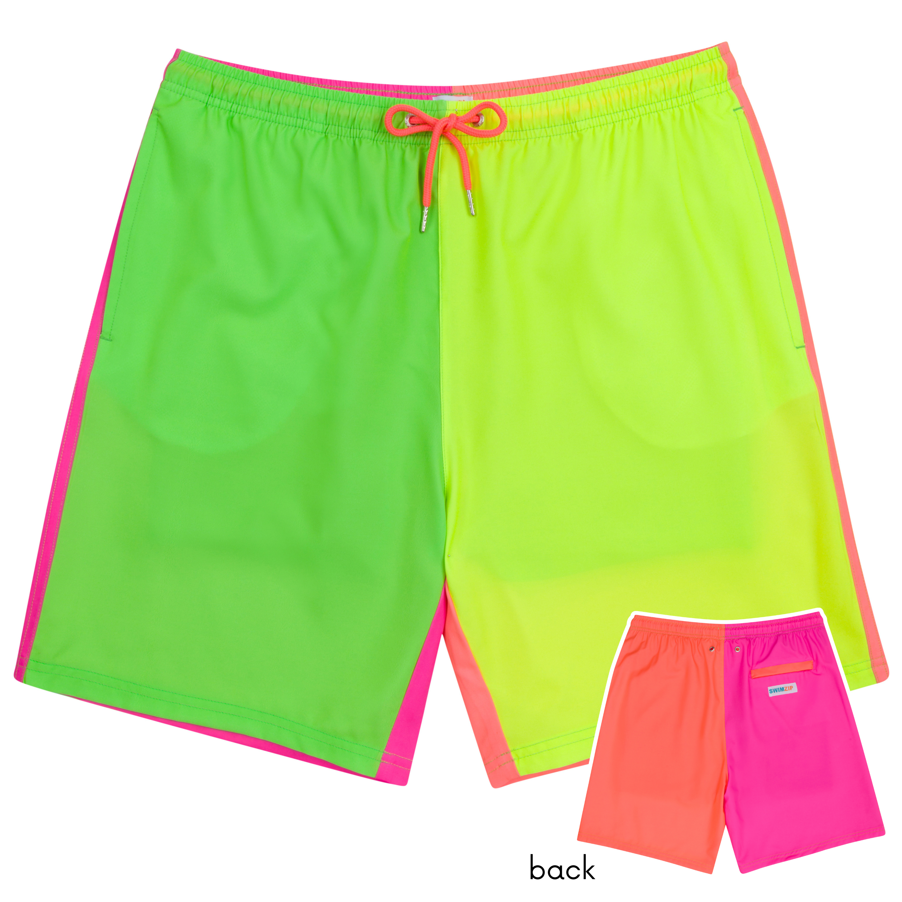 Men's 8" Swim Trunks Boxer Brief Liner | "Neon Sunrise"-SwimZip UPF 50+ Sun Protective Swimwear & UV Zipper Rash Guards-pos1